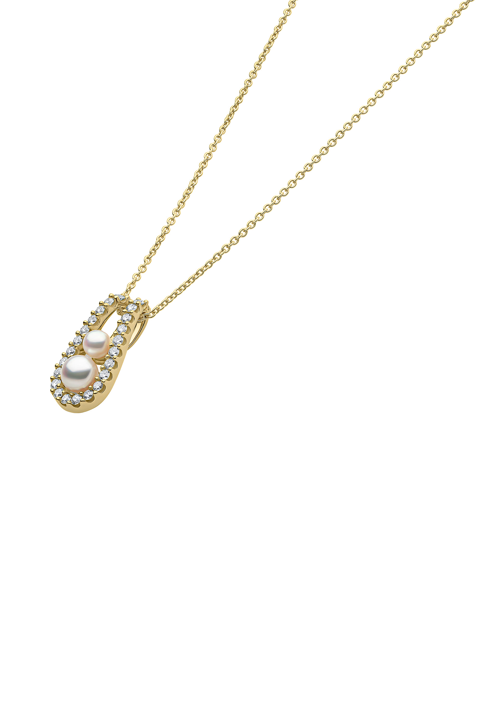 Sleek Pendant, 18k Gold, Diamonds & Pearls
