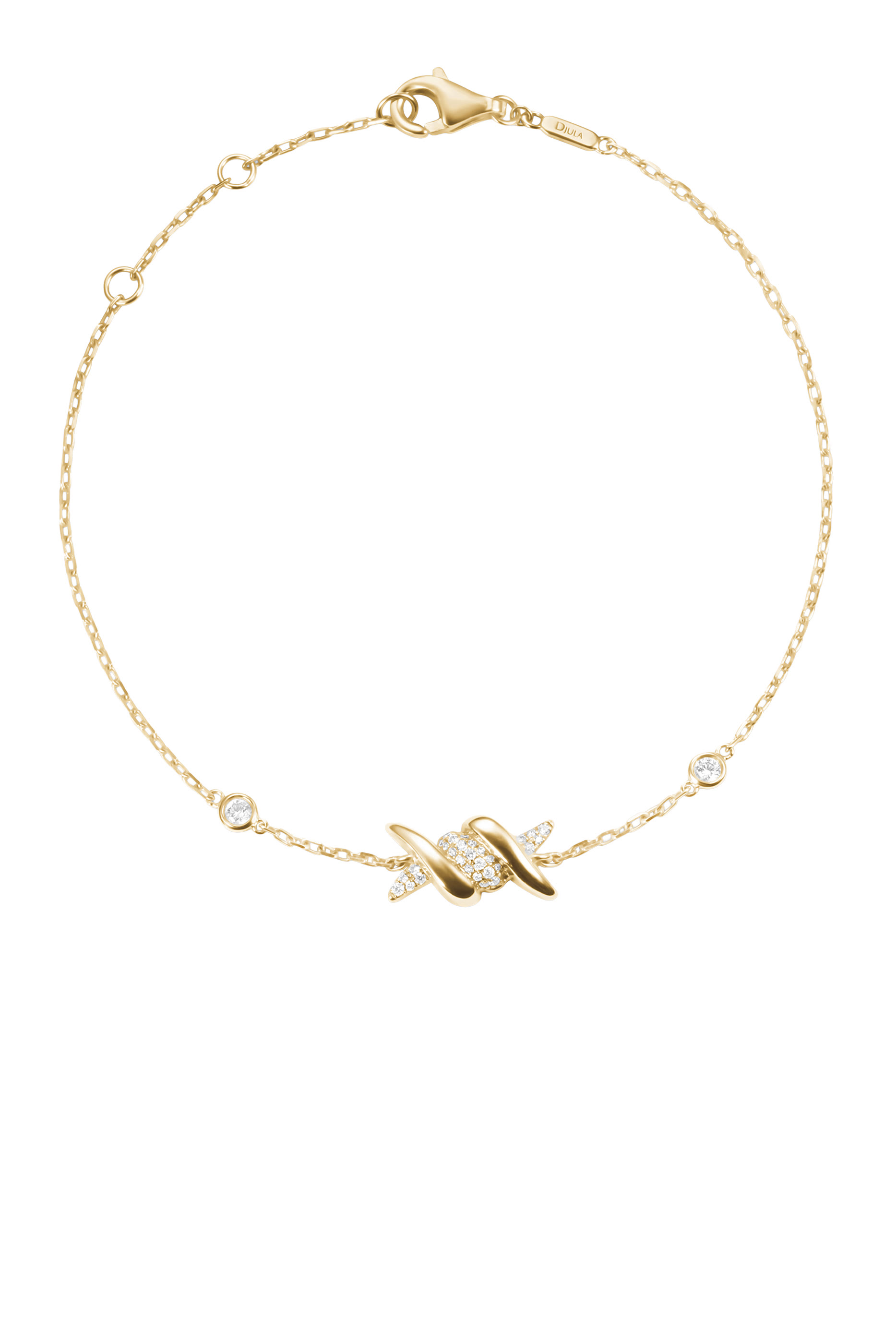  Barbel&eacute; Paved Bracelet, 18K Yellow Gold & Diamonds