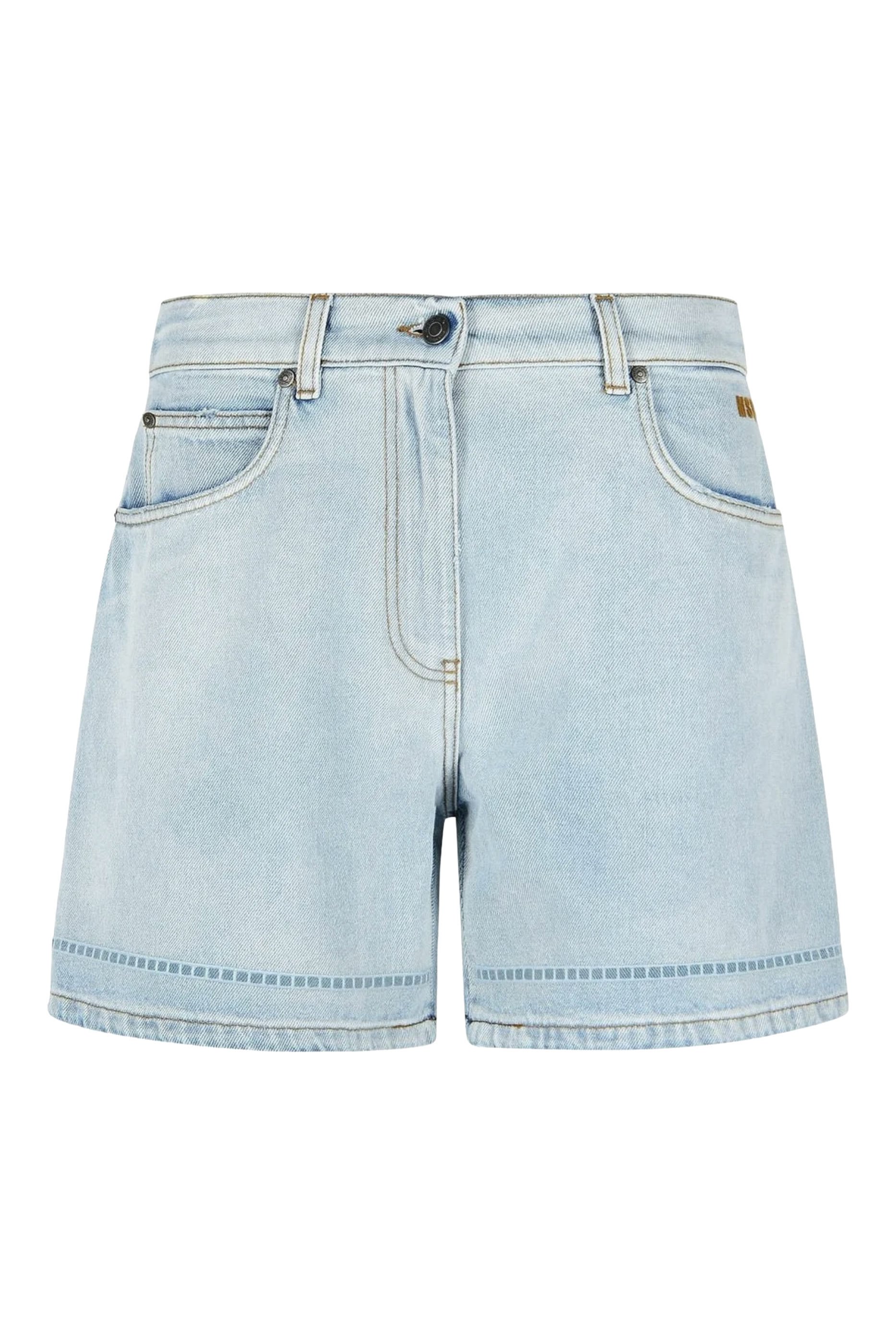 Perforated Denim Shorts