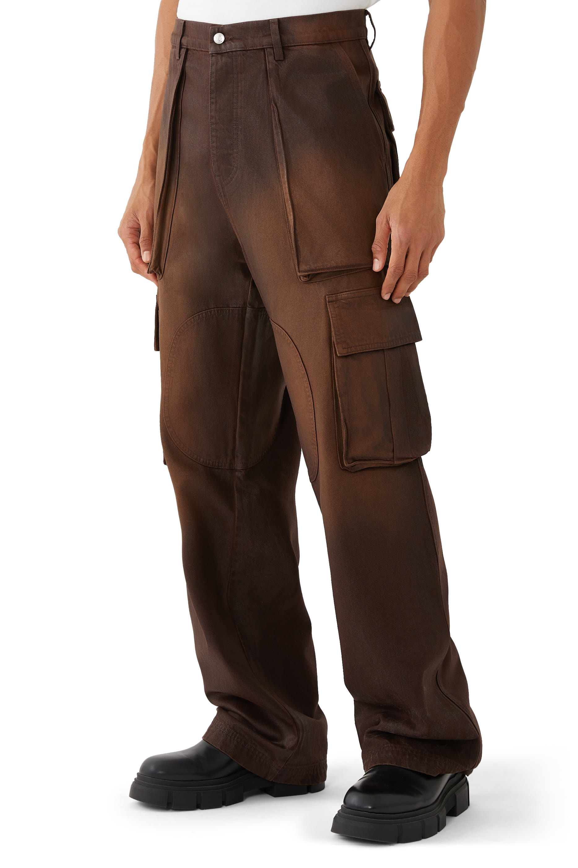 Waxed Denim Logo Cargo Pant