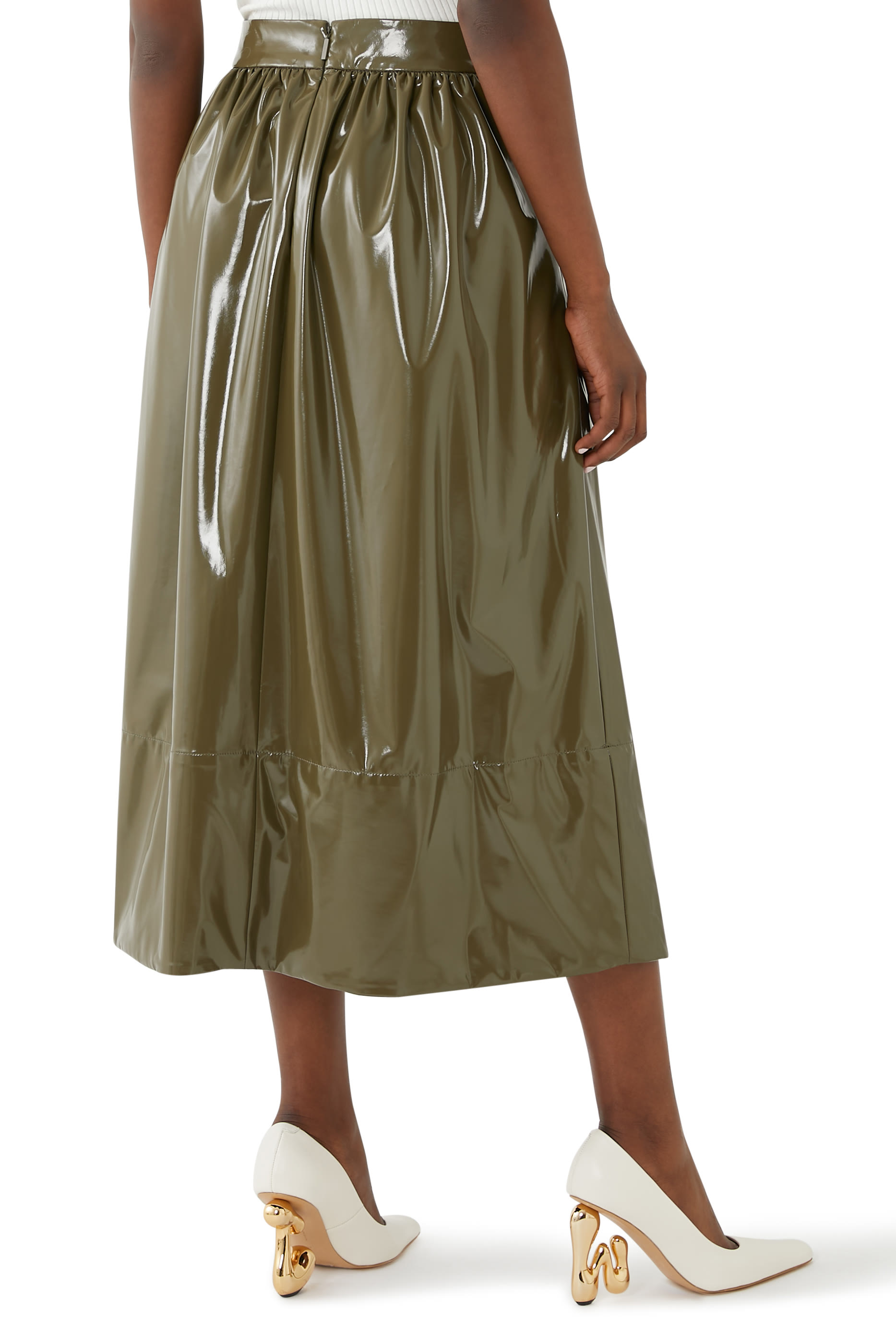 Patent Midi Skirt
