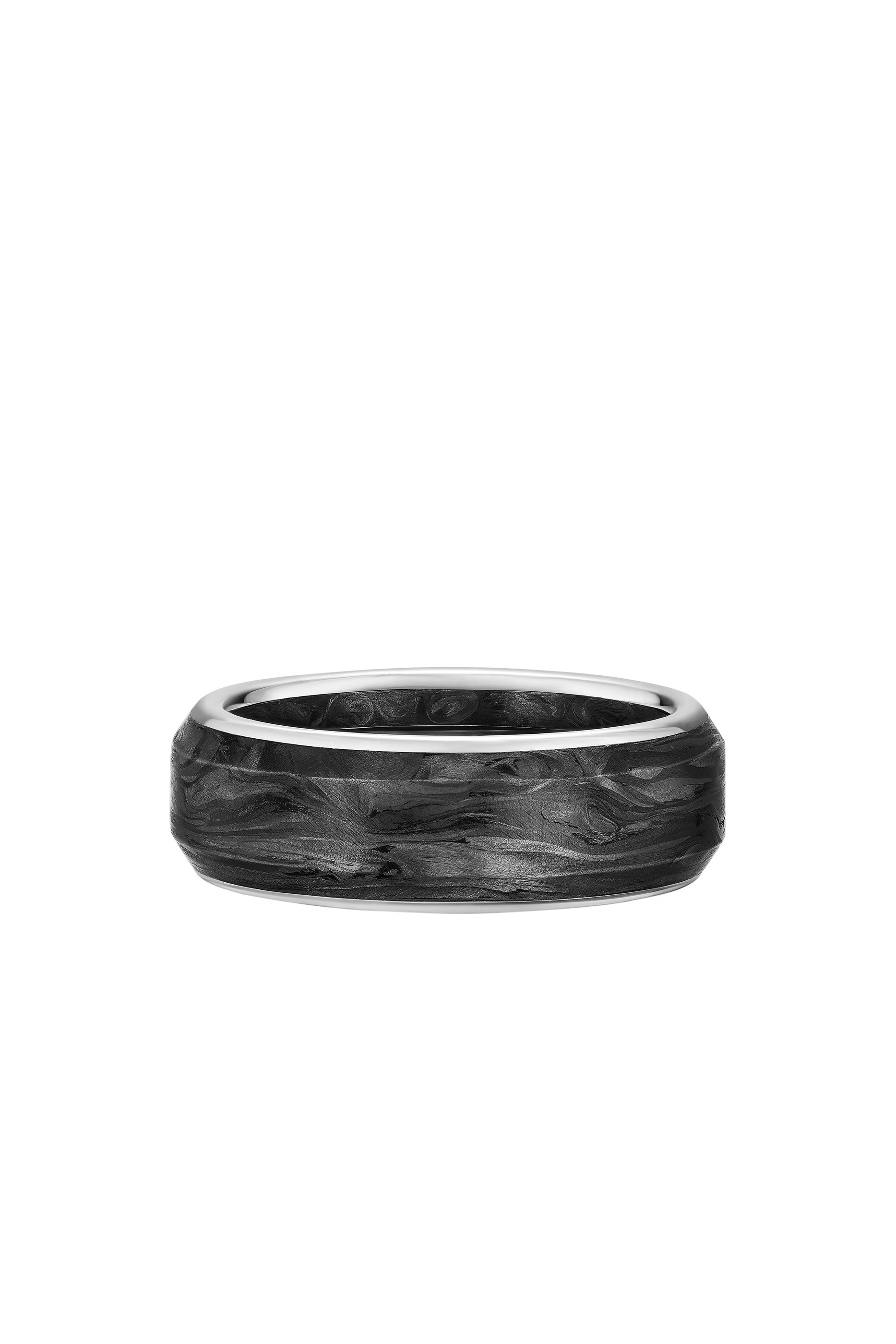 Streamline® Band Ring, 18k White Gold & Carbon