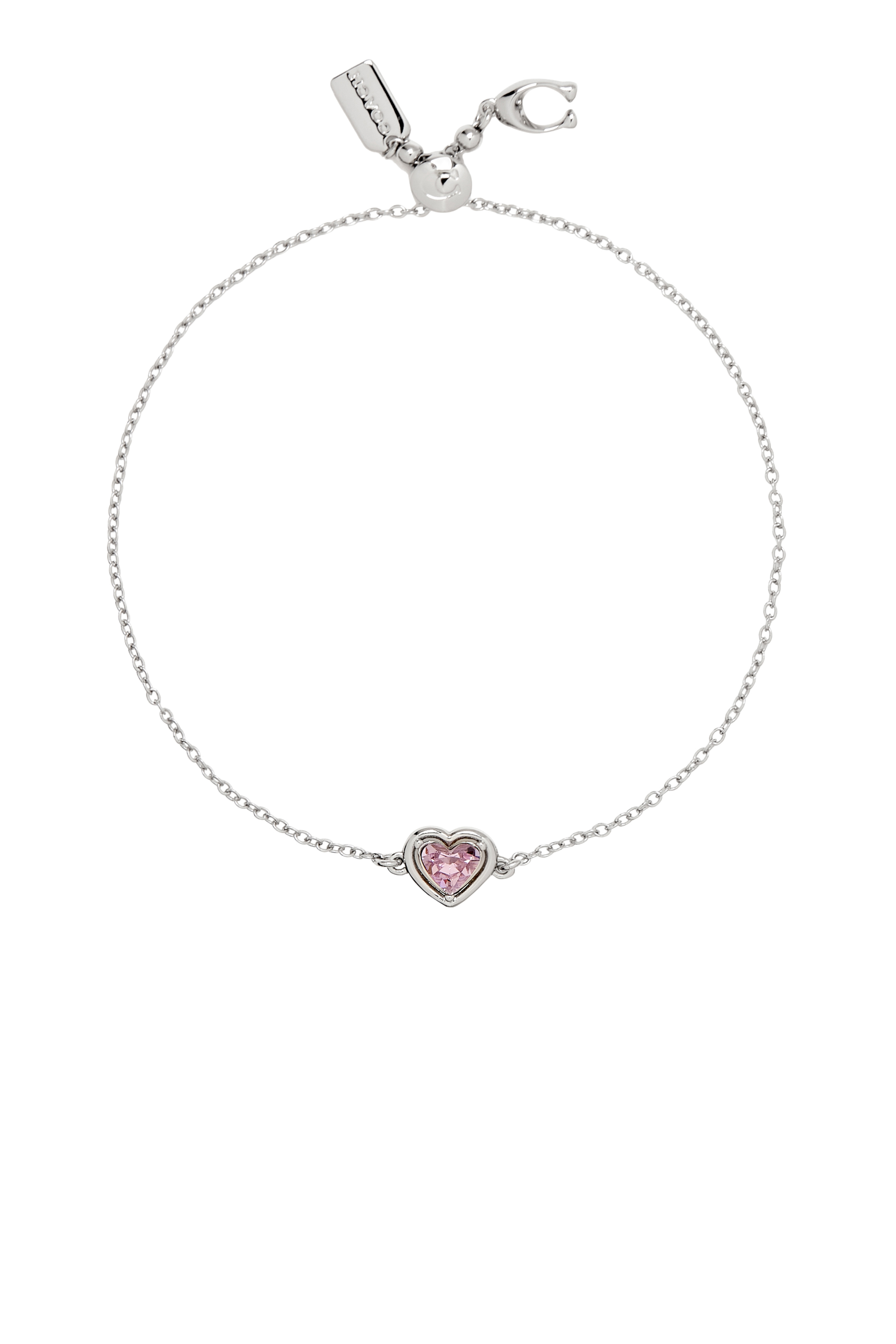 Halo Heart Slider Bracelet, Brass & Glass Crystal