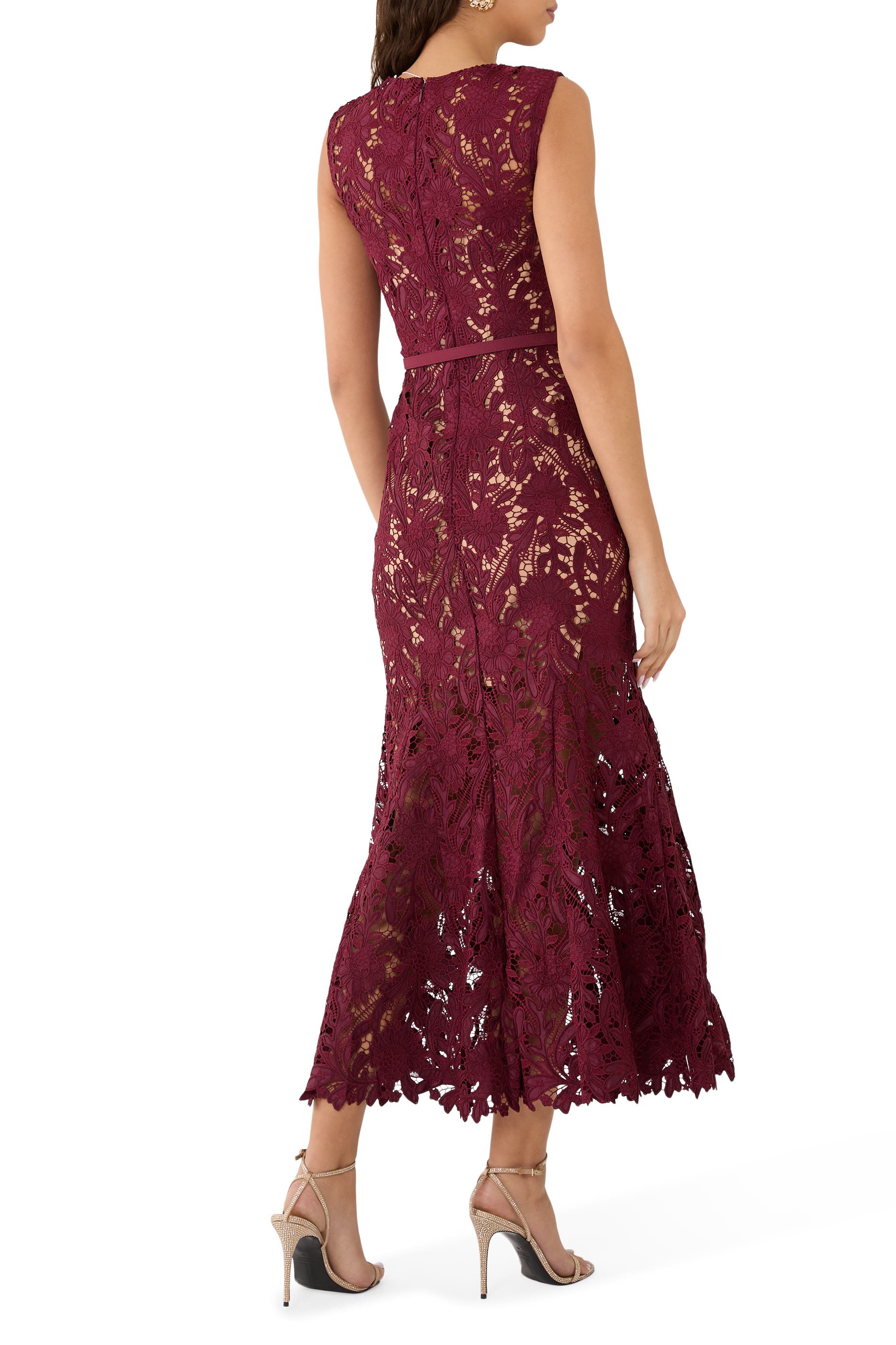 Guipure Lace Midi Dress