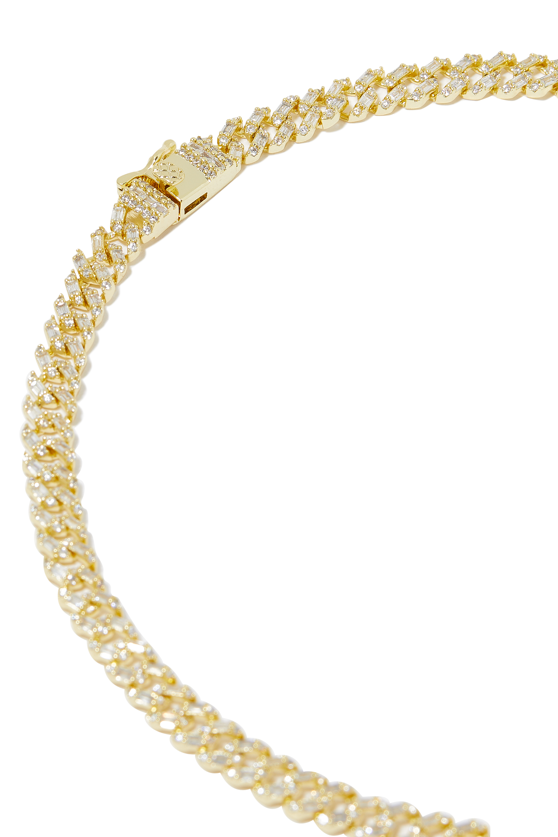 Pave Curb Chain Necklace, Gold-Plated Brass, Emerald & Cubic Zirconia