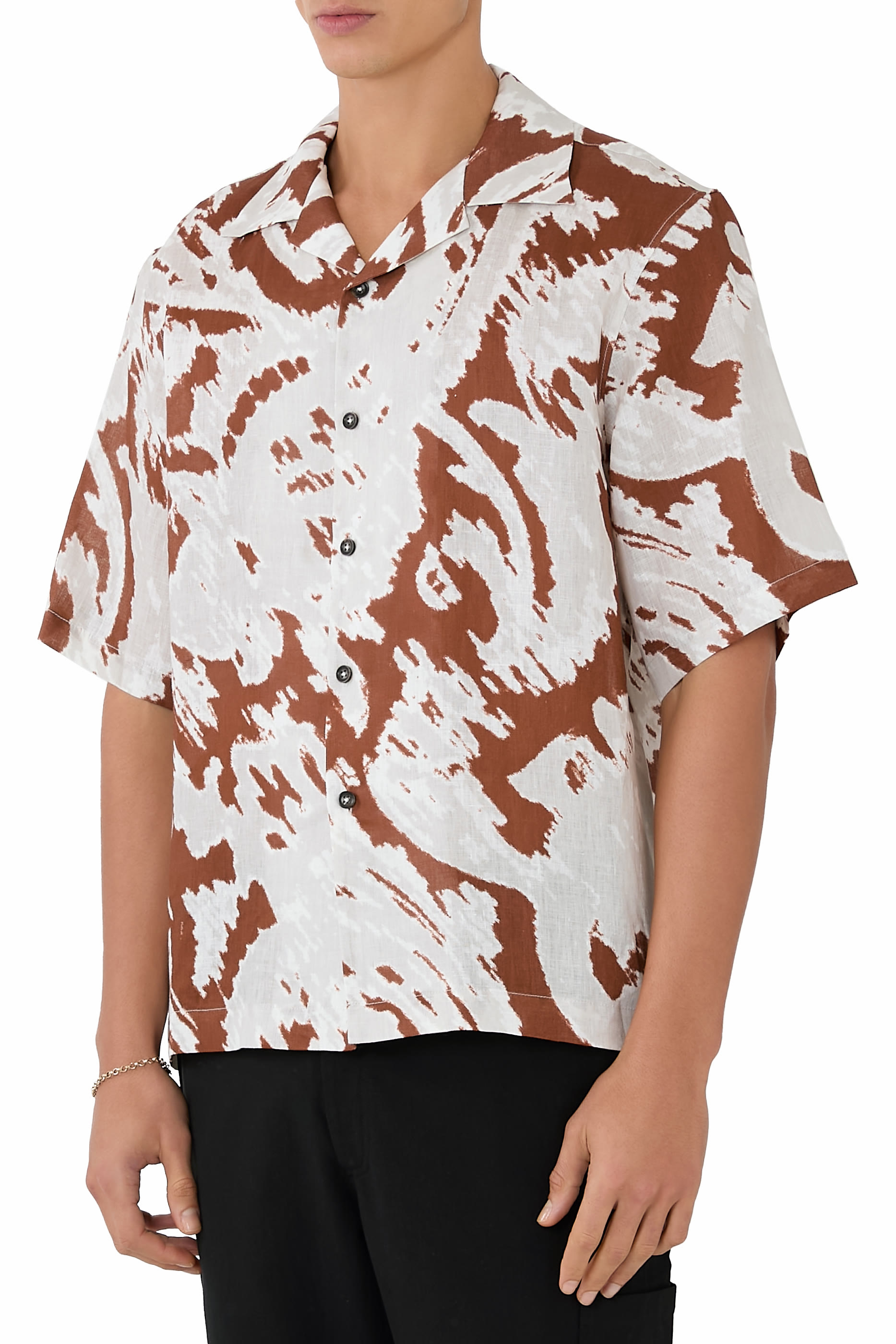 Paisley Linen Camp Collar Shirt