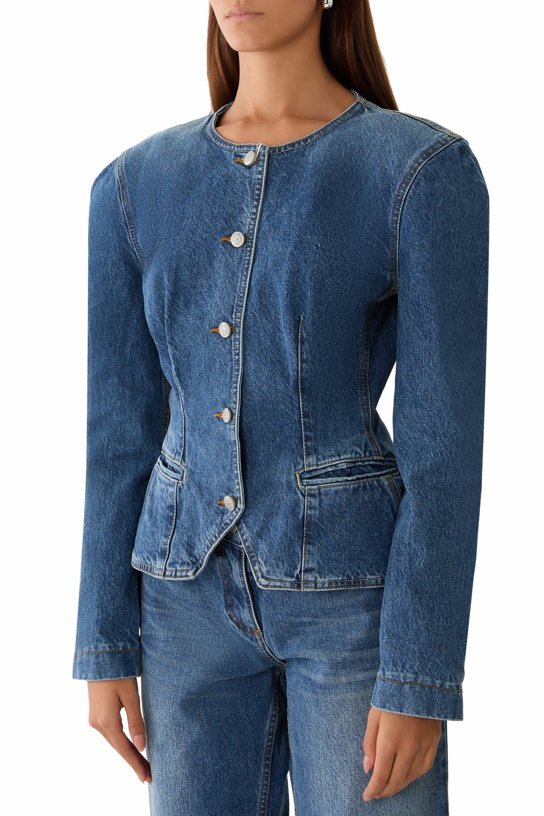 Fitted Denim Peplum Jacket