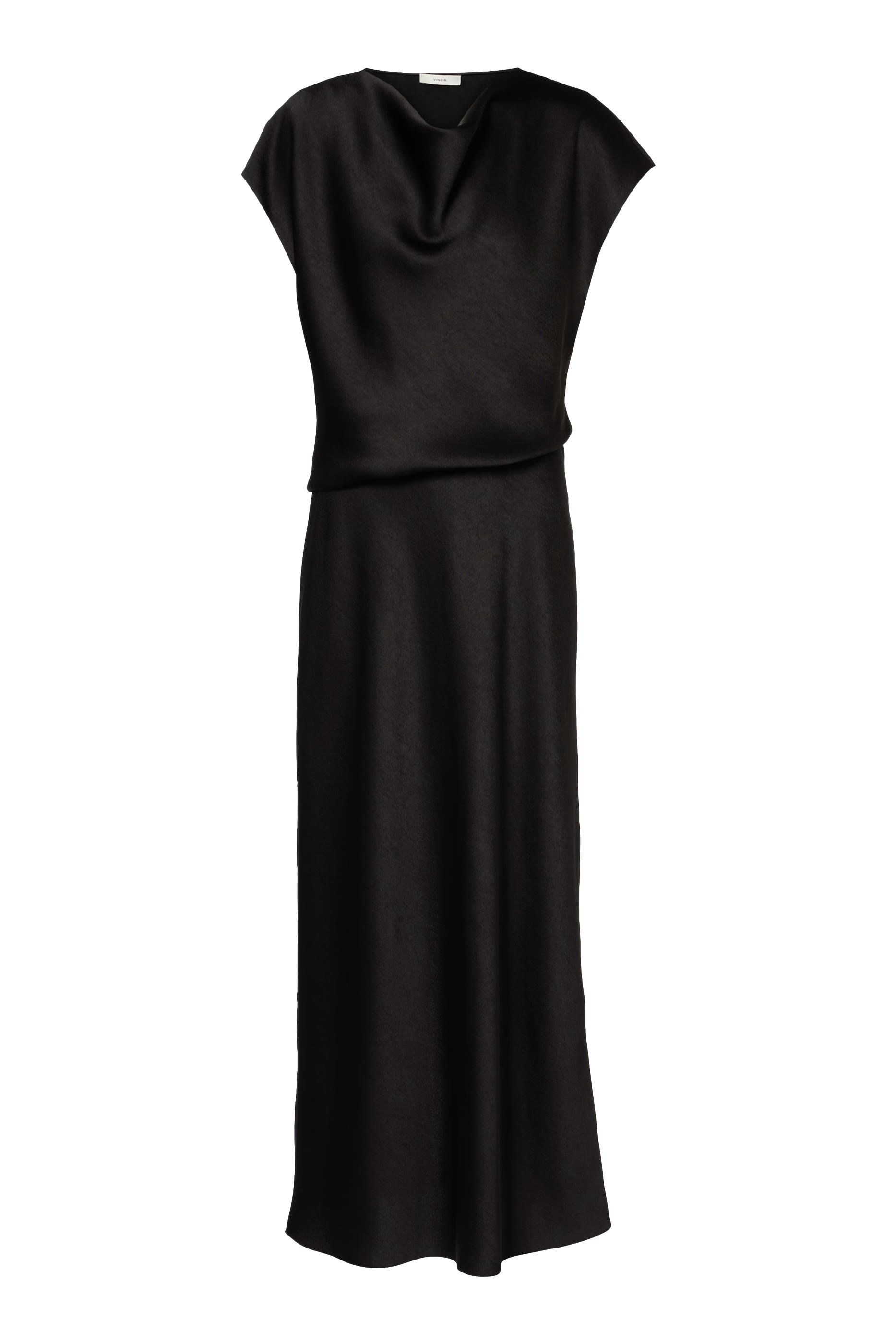 Draped Satin Cowl-Neck Dress 