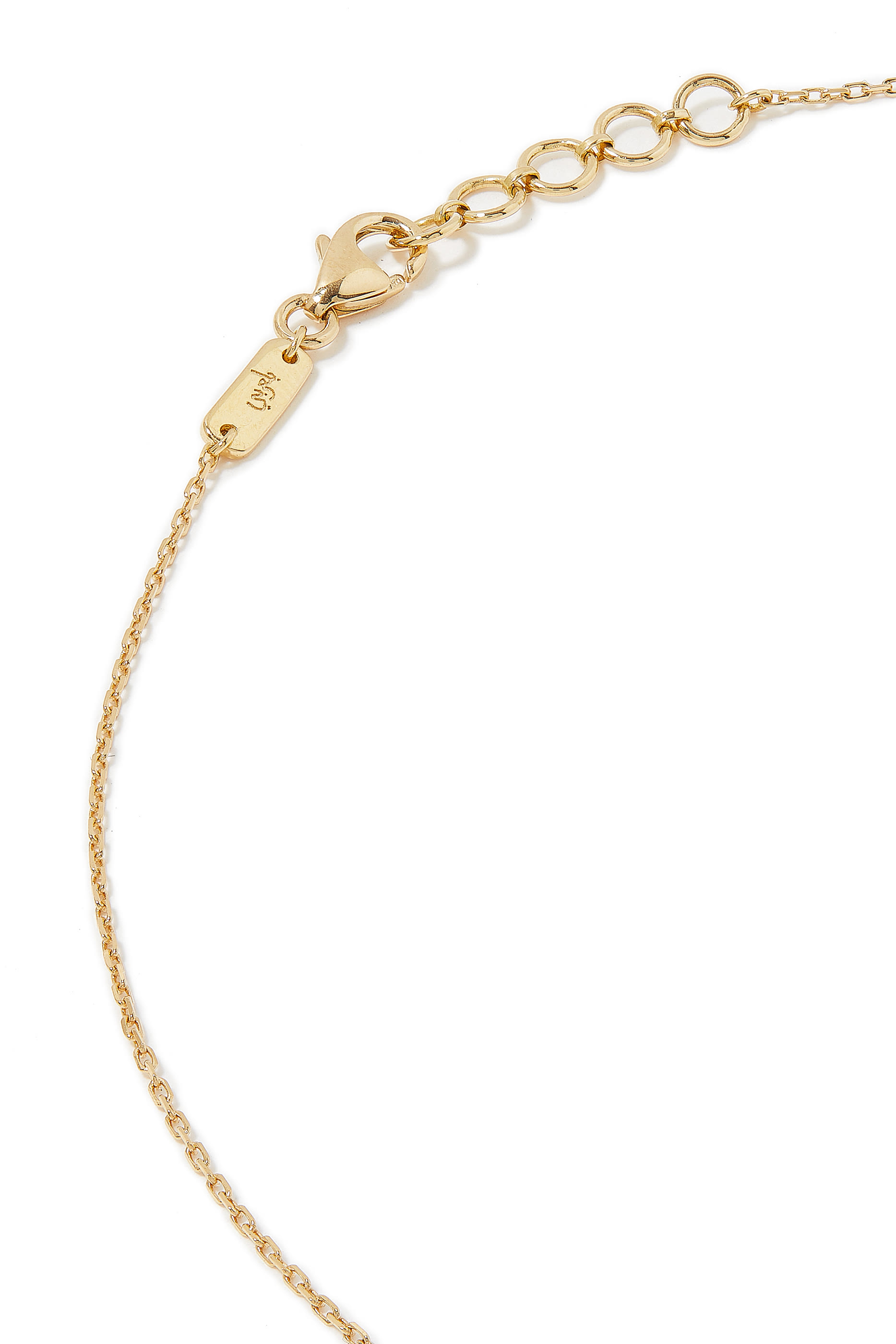 Kids Cloud Arabic Letter Seen Pendant Necklace, 18k Yellow Gold With Enamel