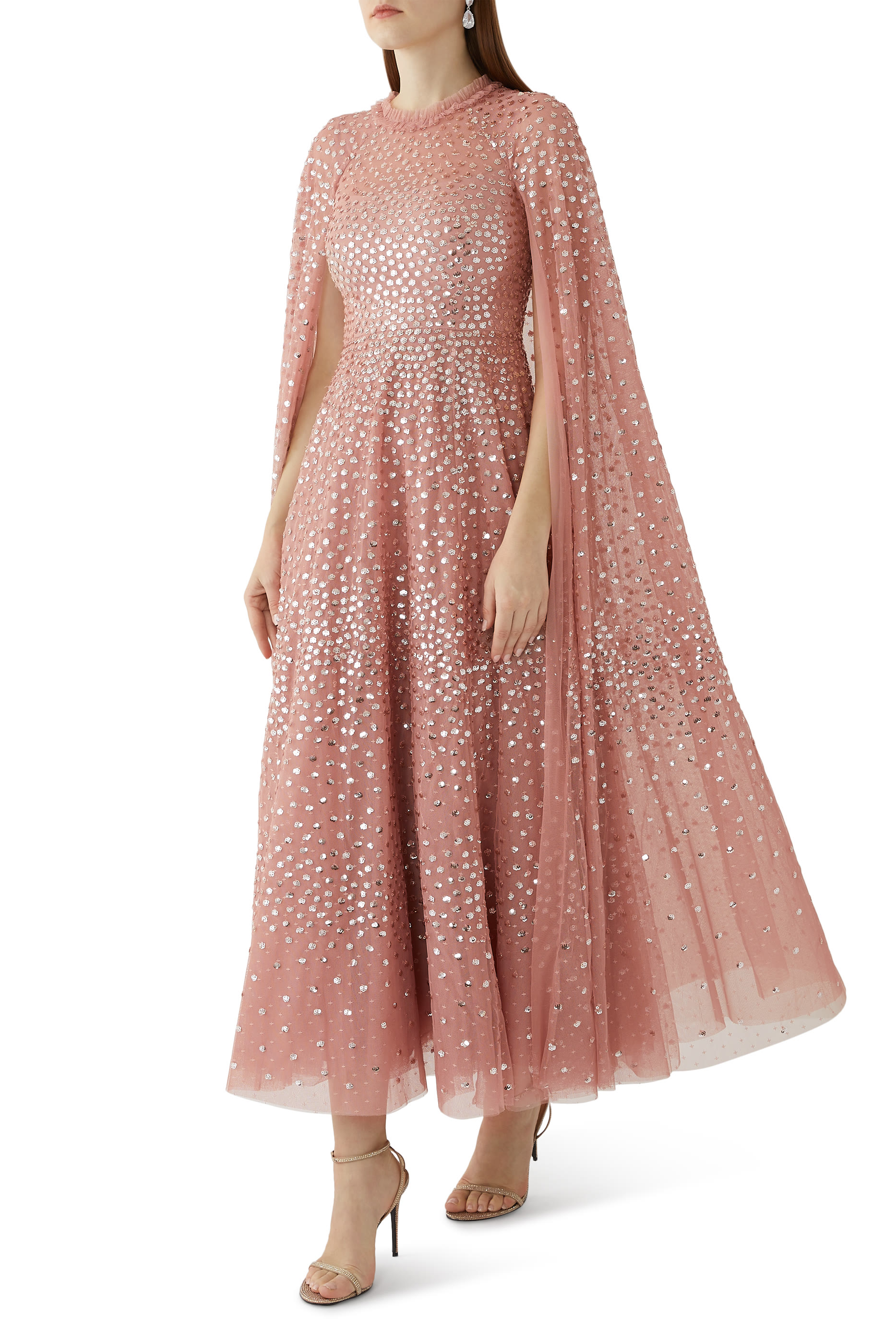 Scatter Dot Cape Ankle Gown