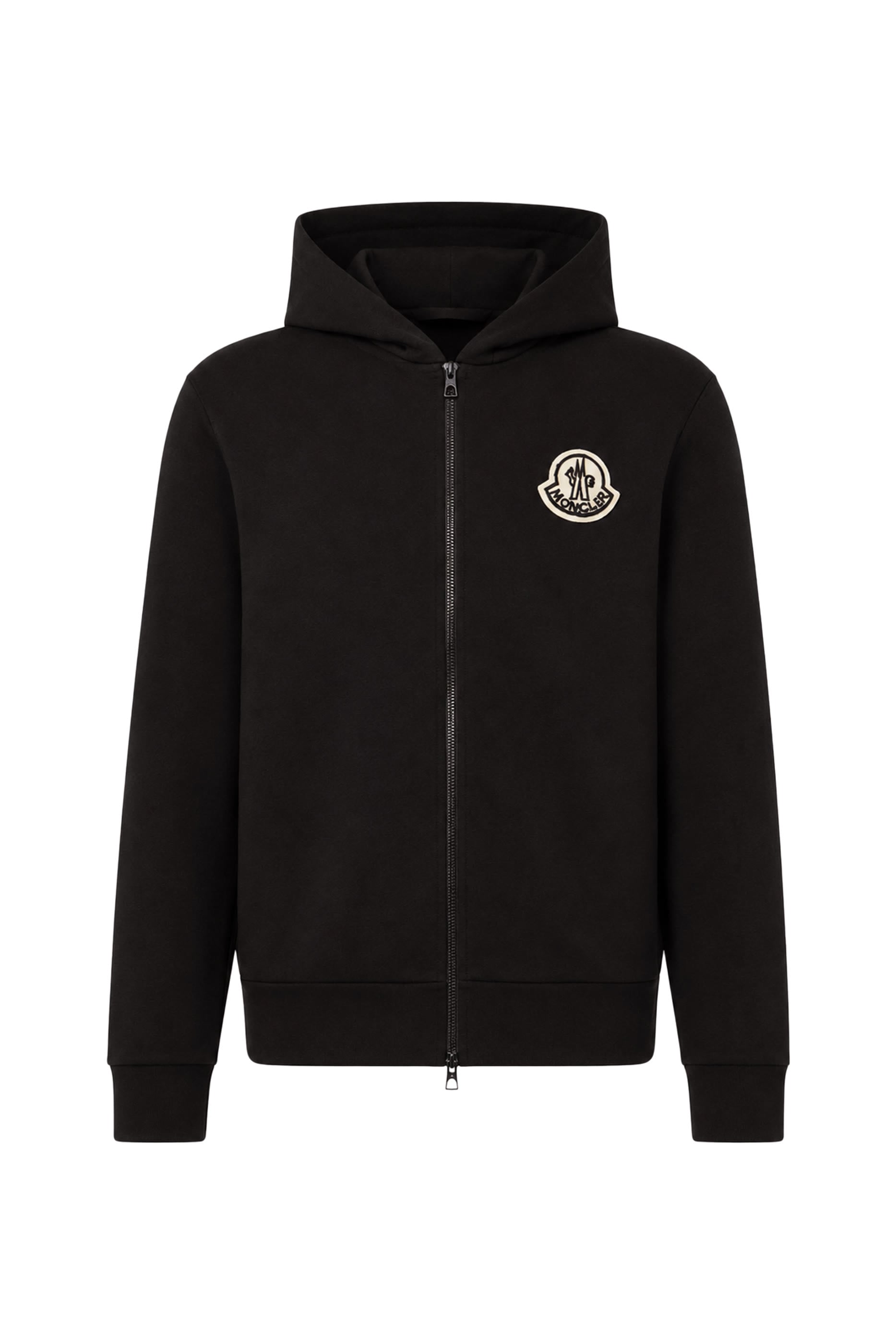 Leather Logo Wool Zip-Up Cardigan 