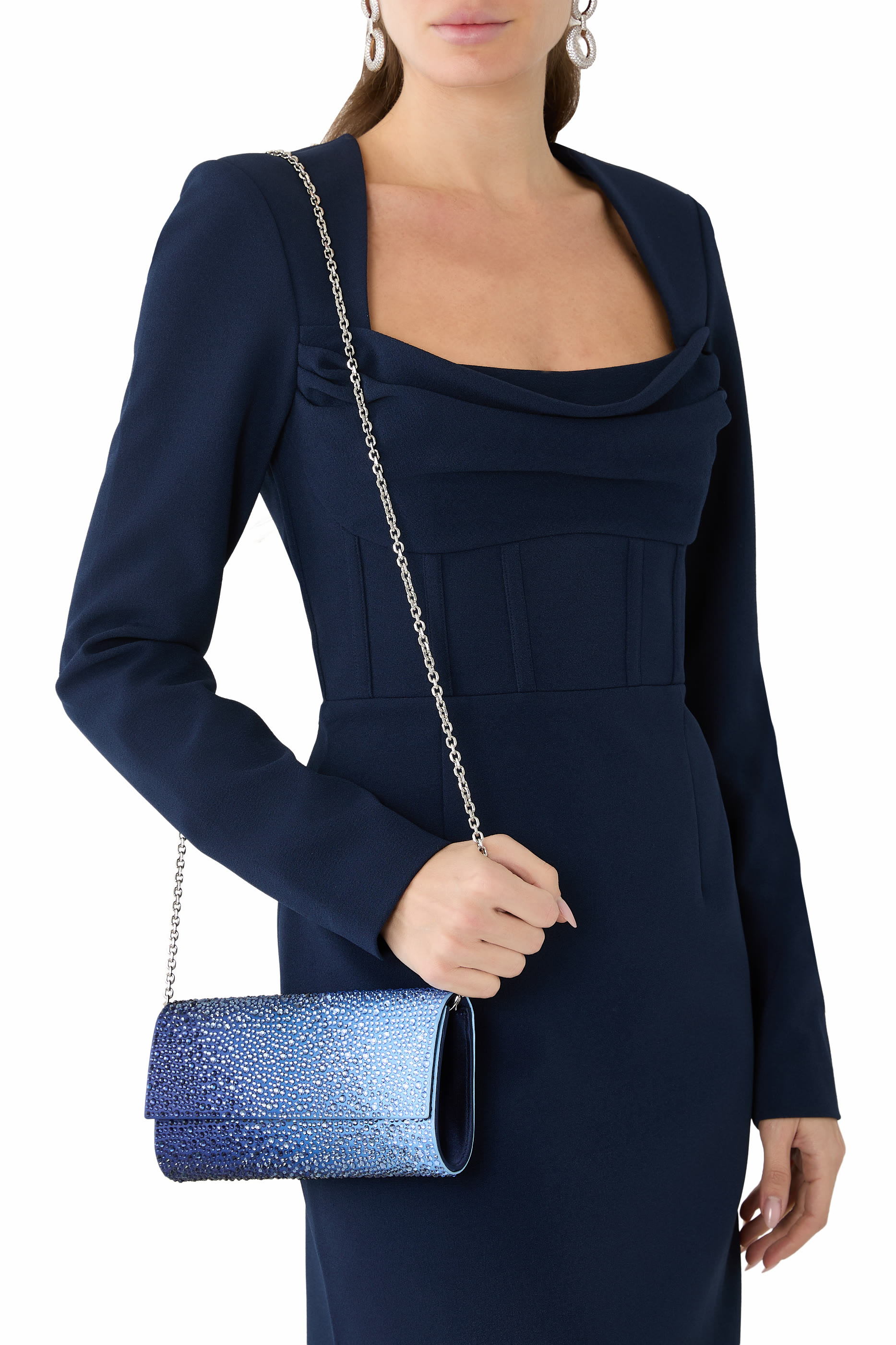 Perry Crystal Caviar Clutch Bag