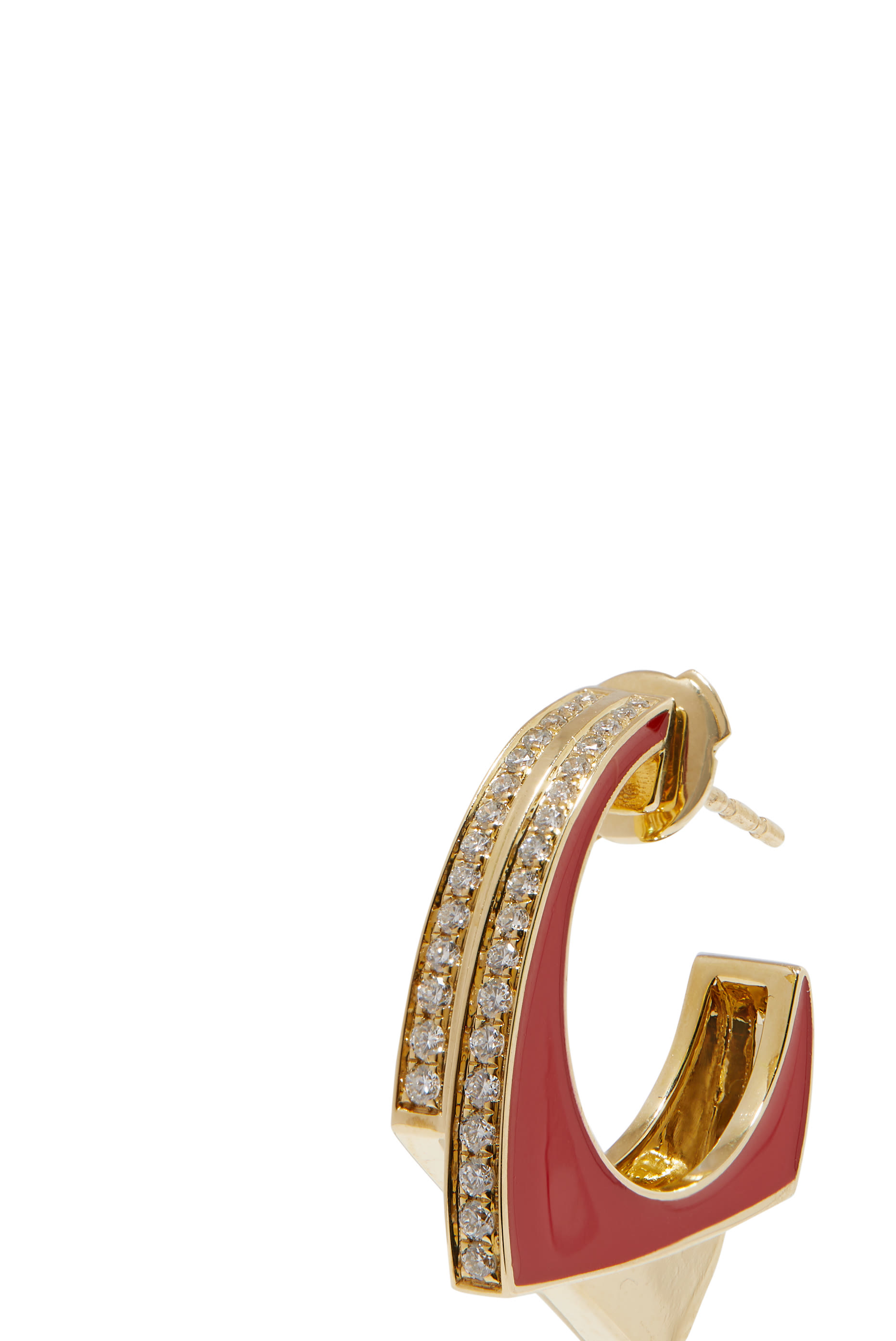 Handcuff Single Hoop Earring, 9K Yellow Gold & Diamonds
