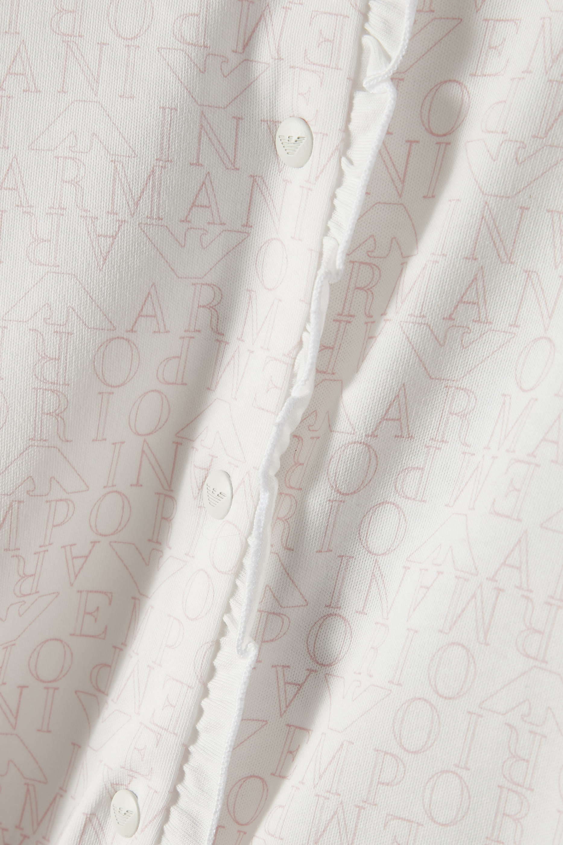 Kids Onesie with Peter Pan Collar and All-Over Text Logo Jumpsuit