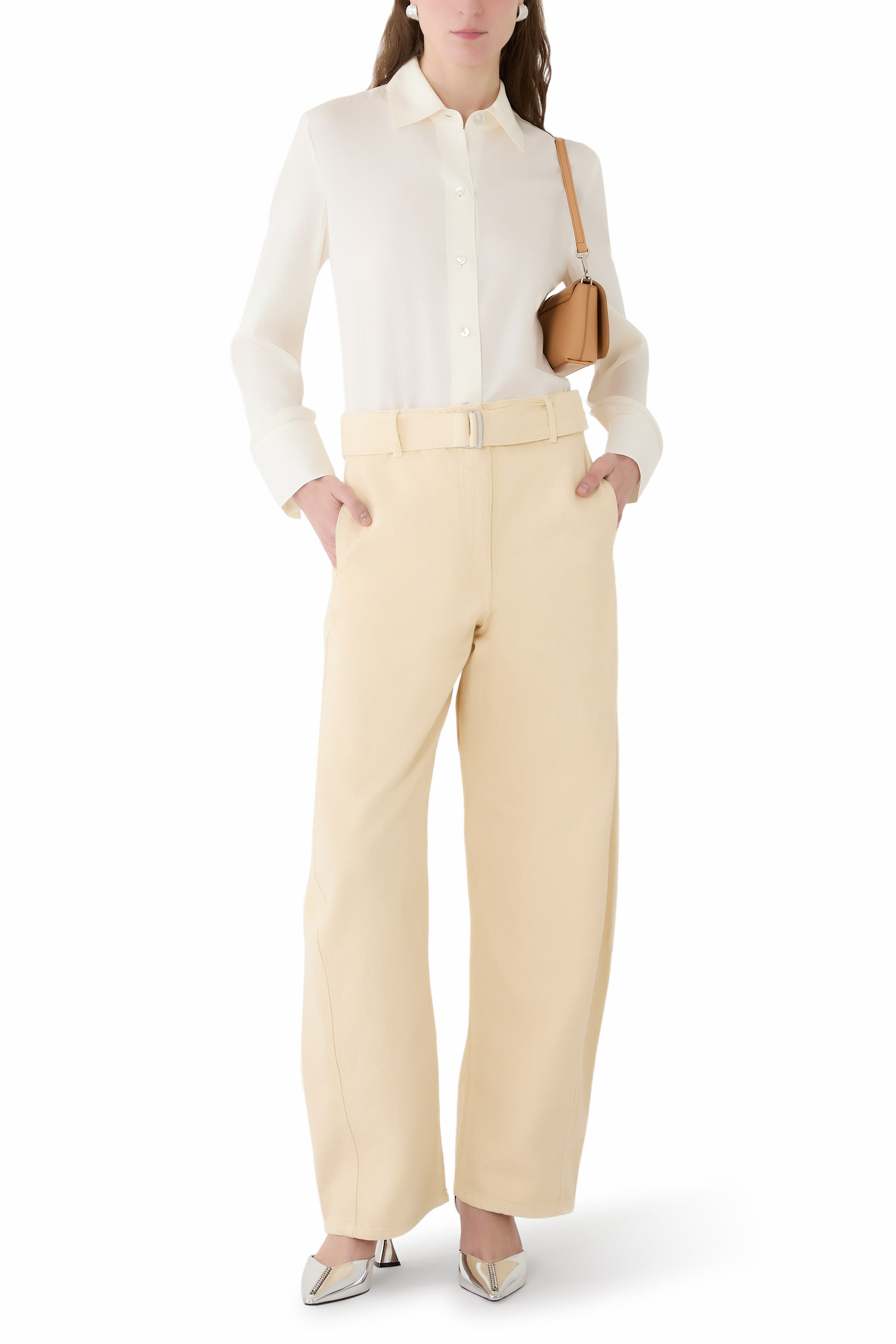 Stretch-Silk Button-Front Blouse 