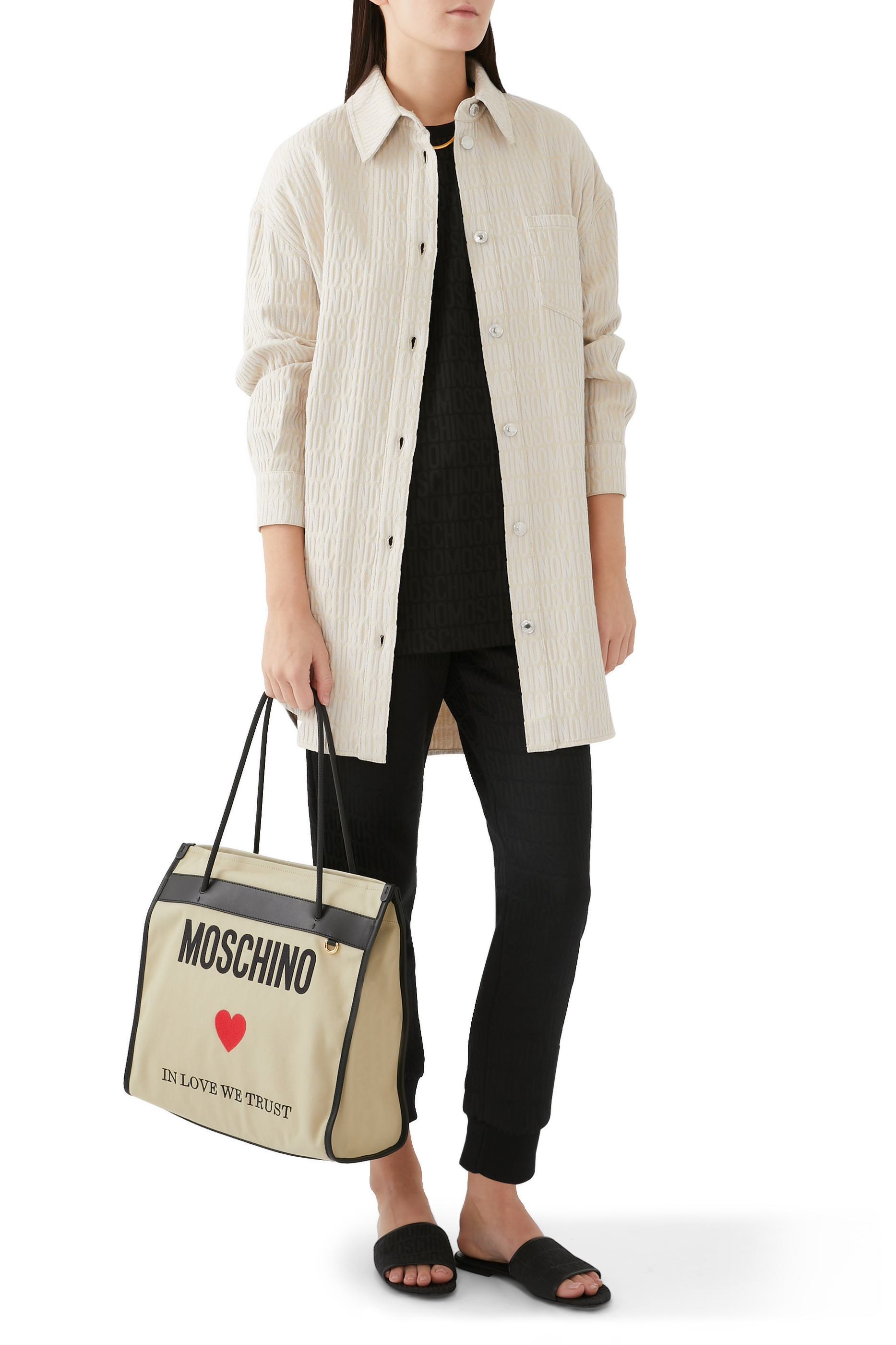 Logo Print Canvas Tote Bag