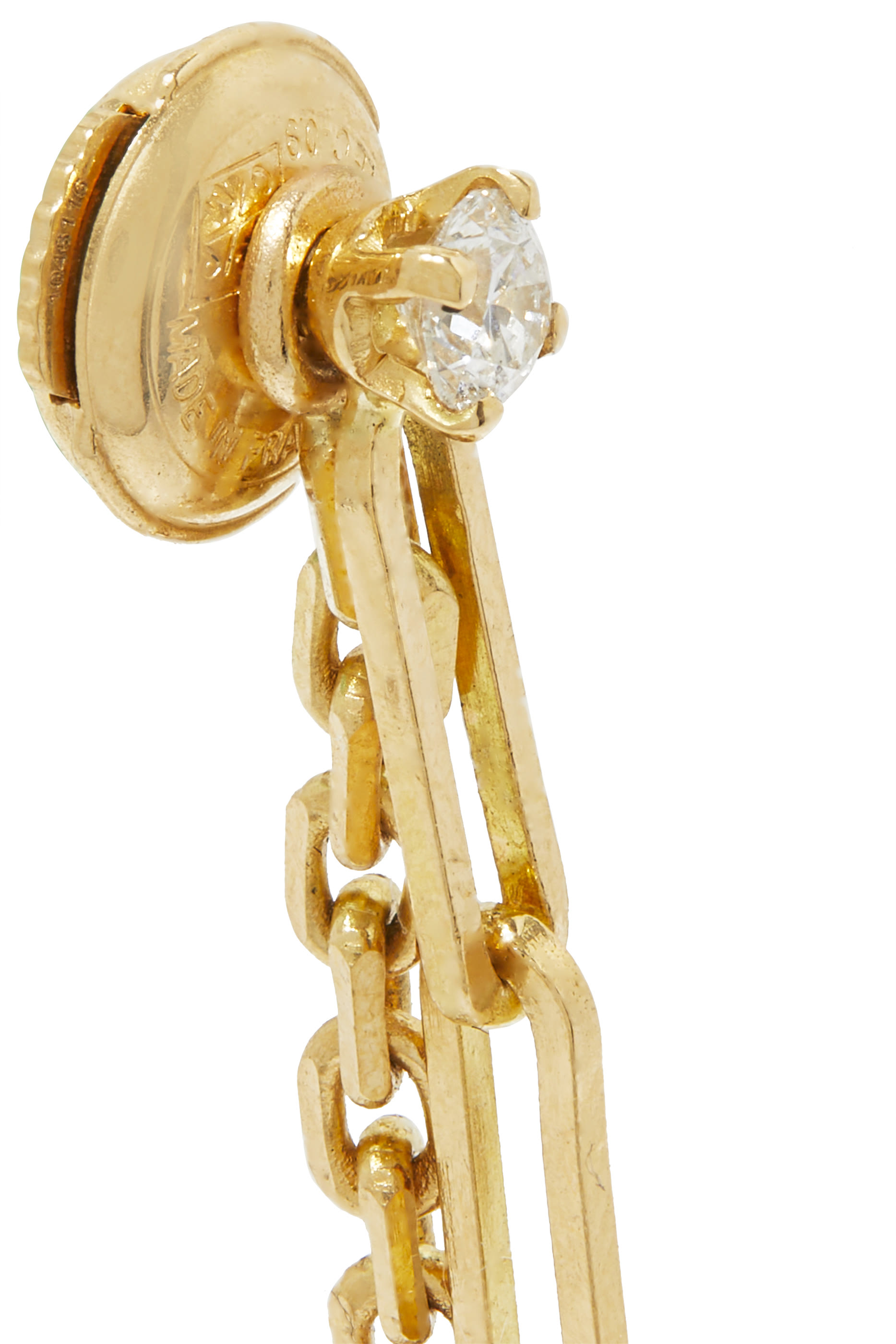 Solitaire Chain Earring, 18k Yellow Gold & Diamond