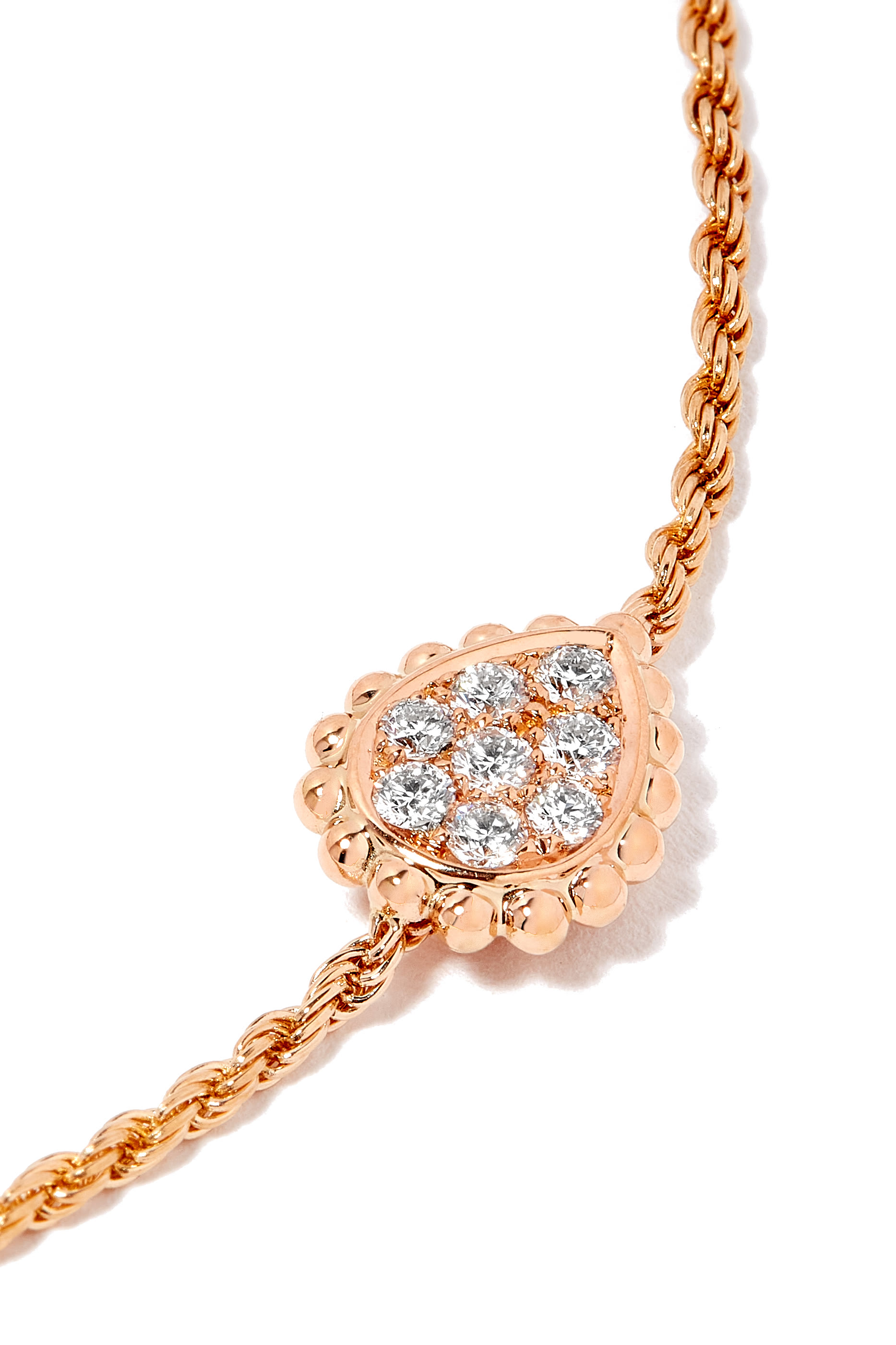 Serpent Boh&egrave;me XS motif chain bracelet, paved with diamonds, in pink gold