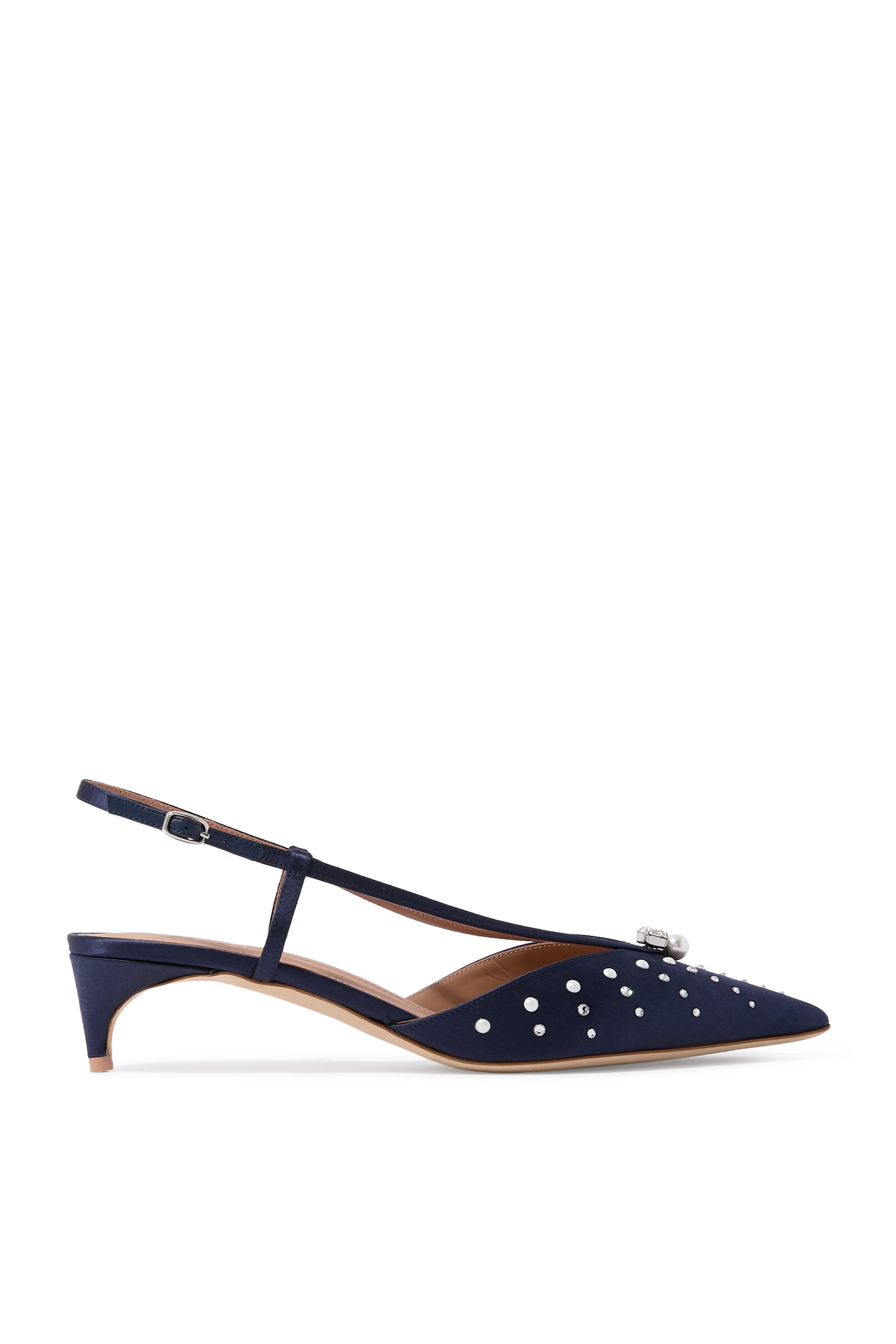 Moore 70 Pearl-Embellished Satin Mules