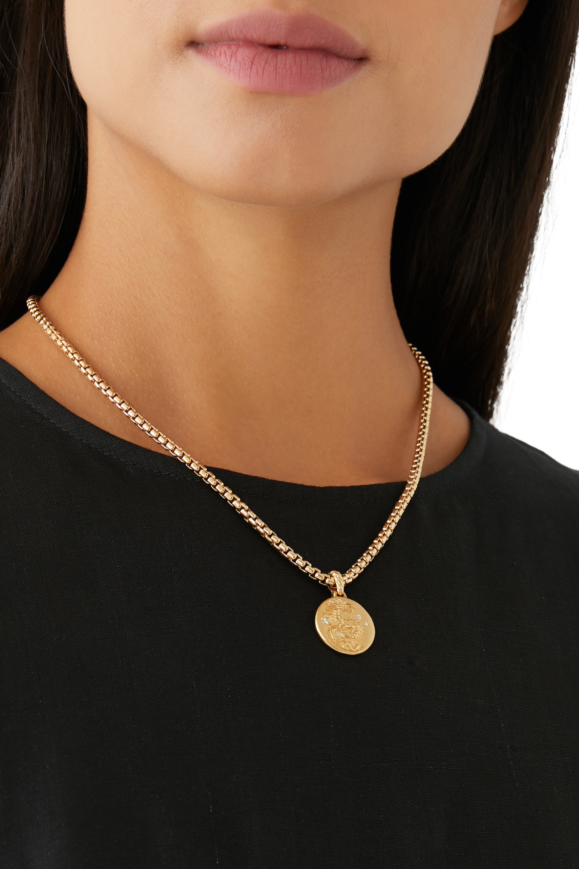 Dragon Amulet Pendant, 18k Yellow Gold & Diamonds