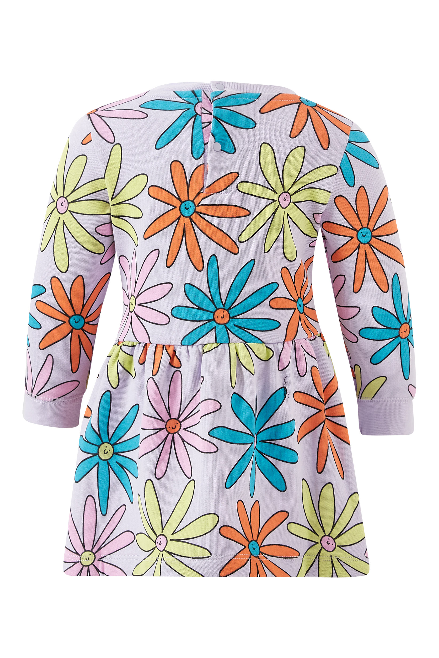 Kids Flower Print Long Sleeves Dress