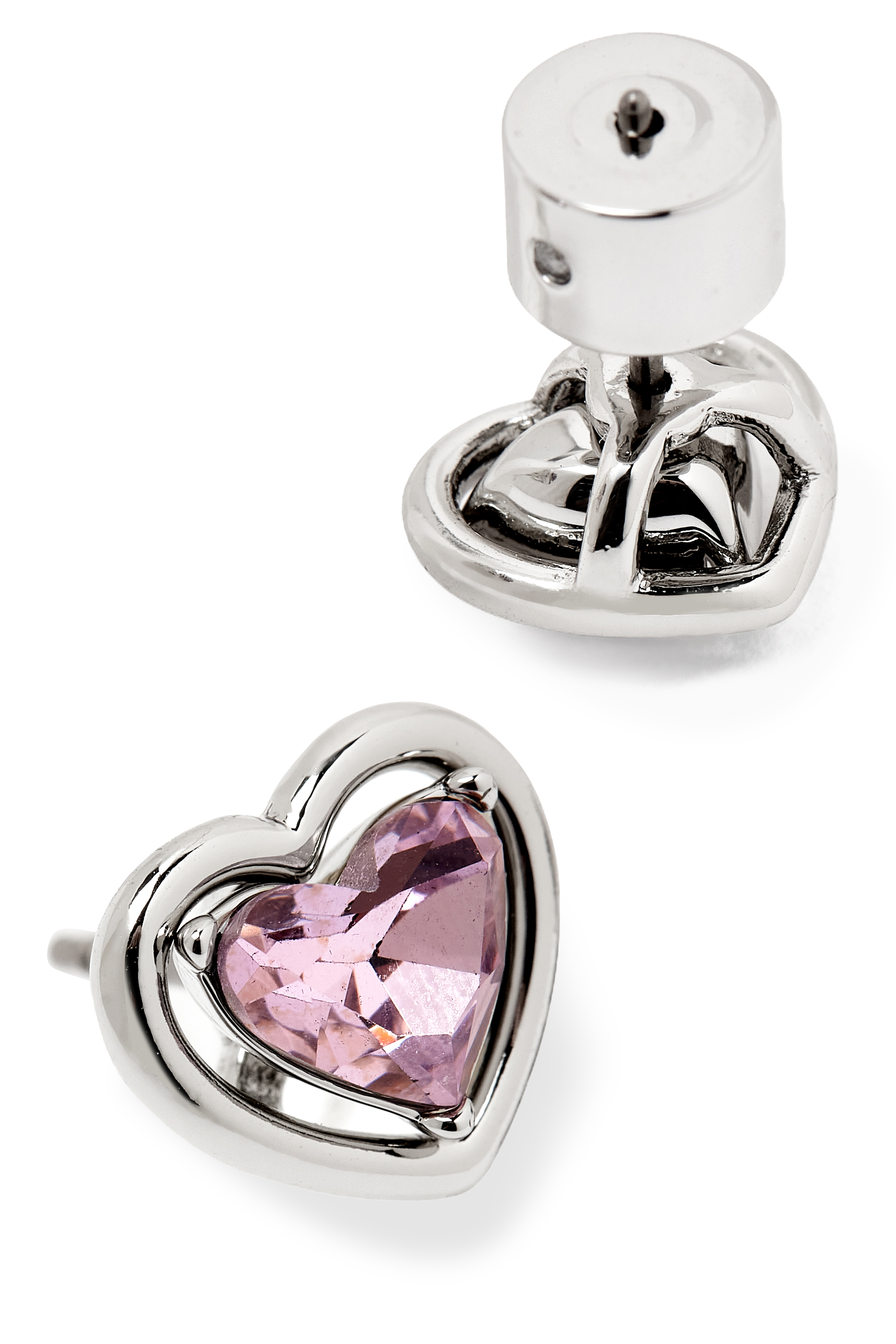 Halo Heart Stud Earrings, Brass, Titanium & Glass Crystal