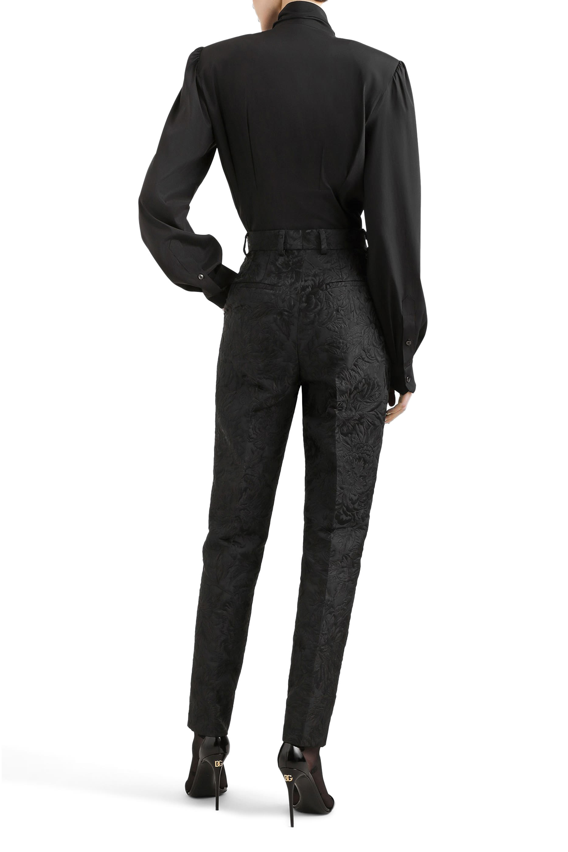 Tailored Quilted Floral Jacquard Pants