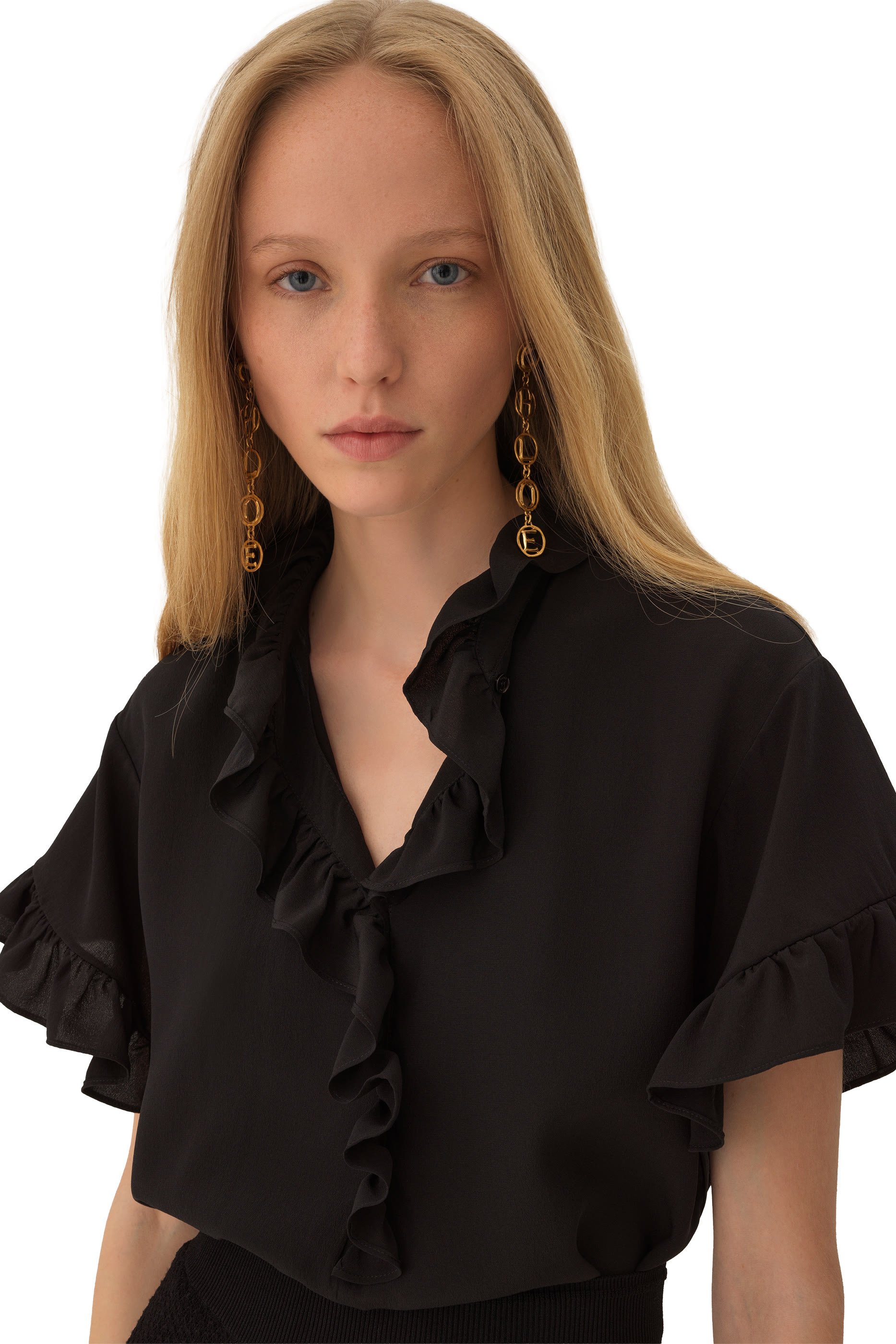 Script Earrings, Brass