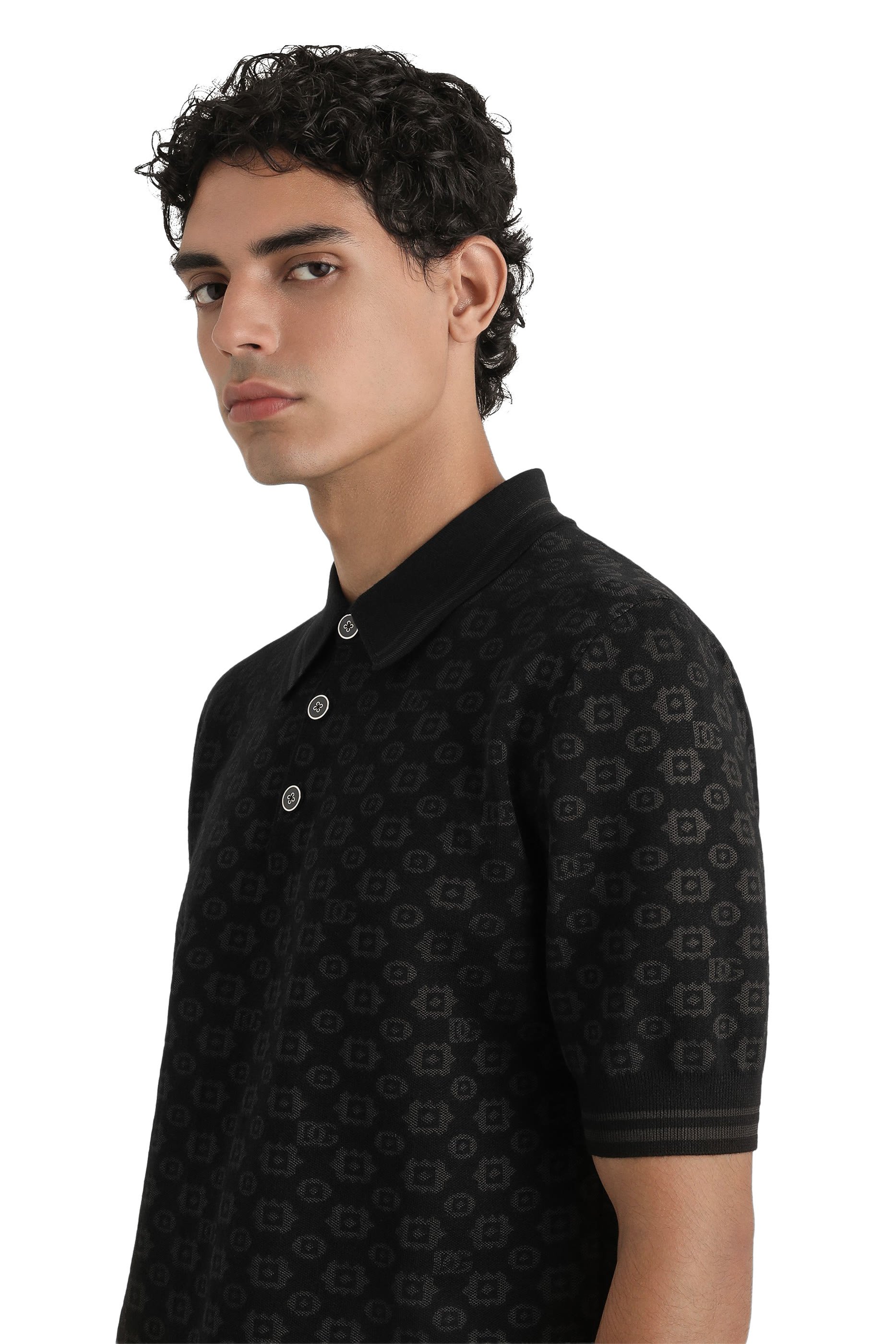 Micro-Dot Stitch Polo Shirt