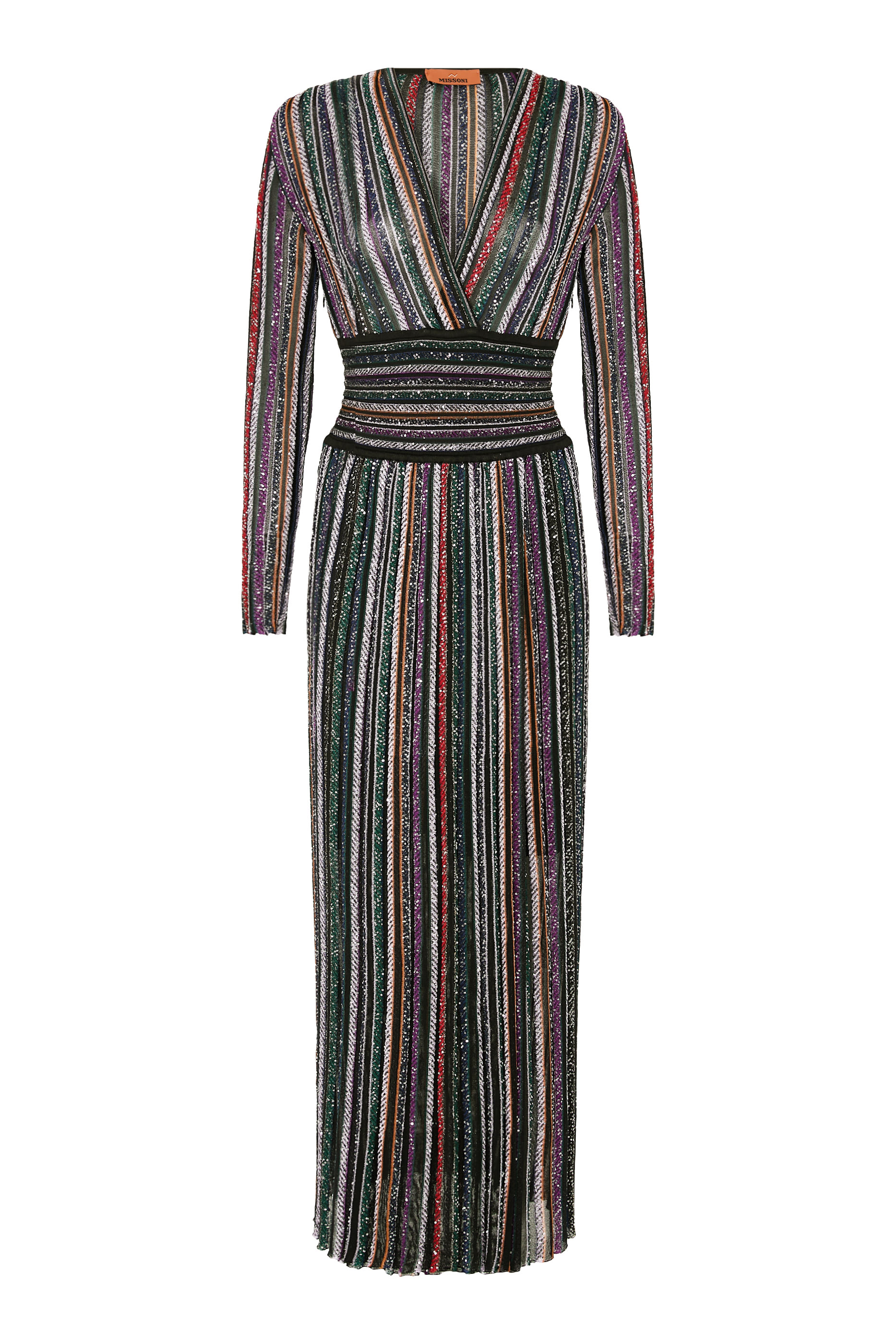 Striped Sequins Knitted Maxi Dress
