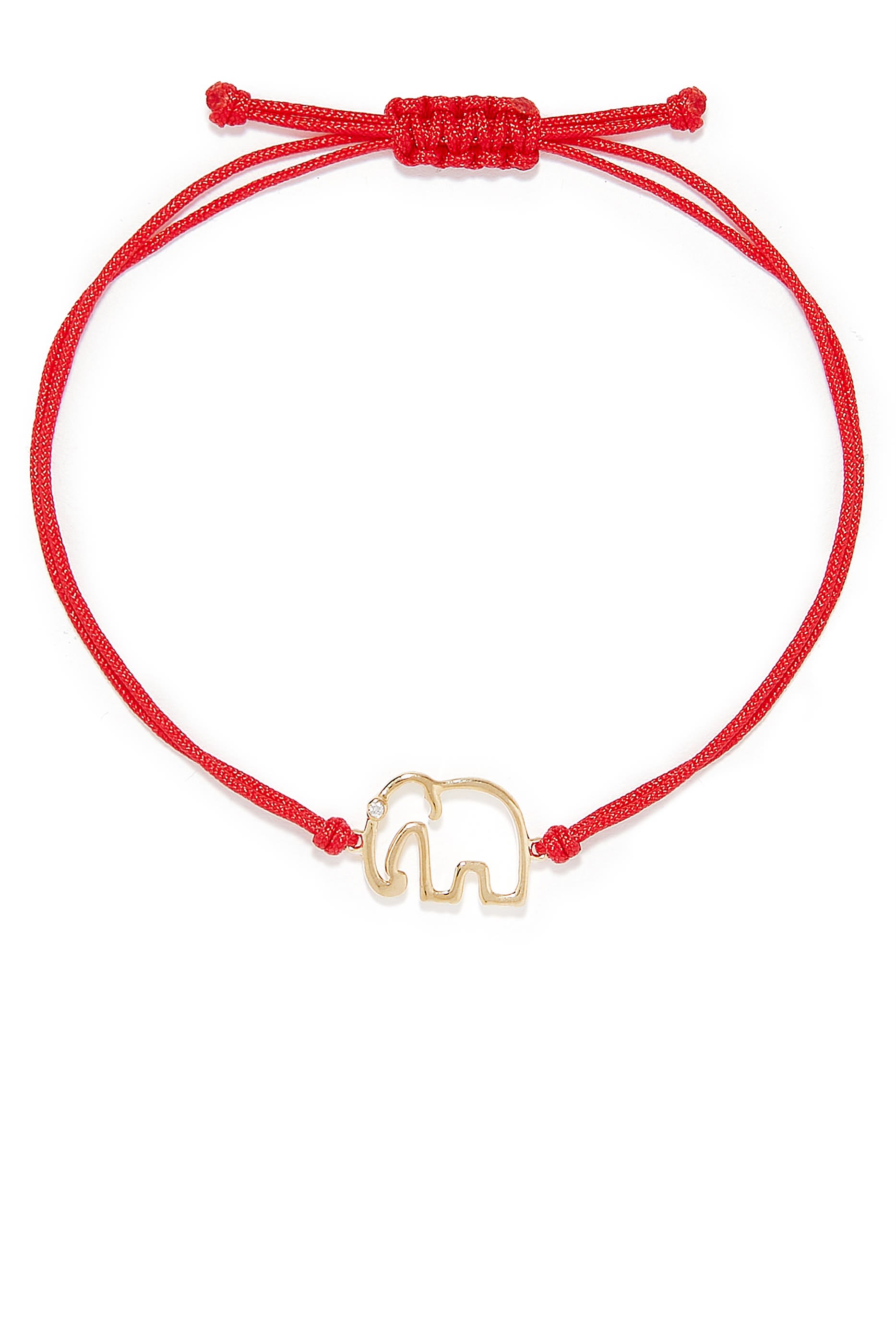 Elephant Thread Bracelet, 9k Yellow Gold with Diamond