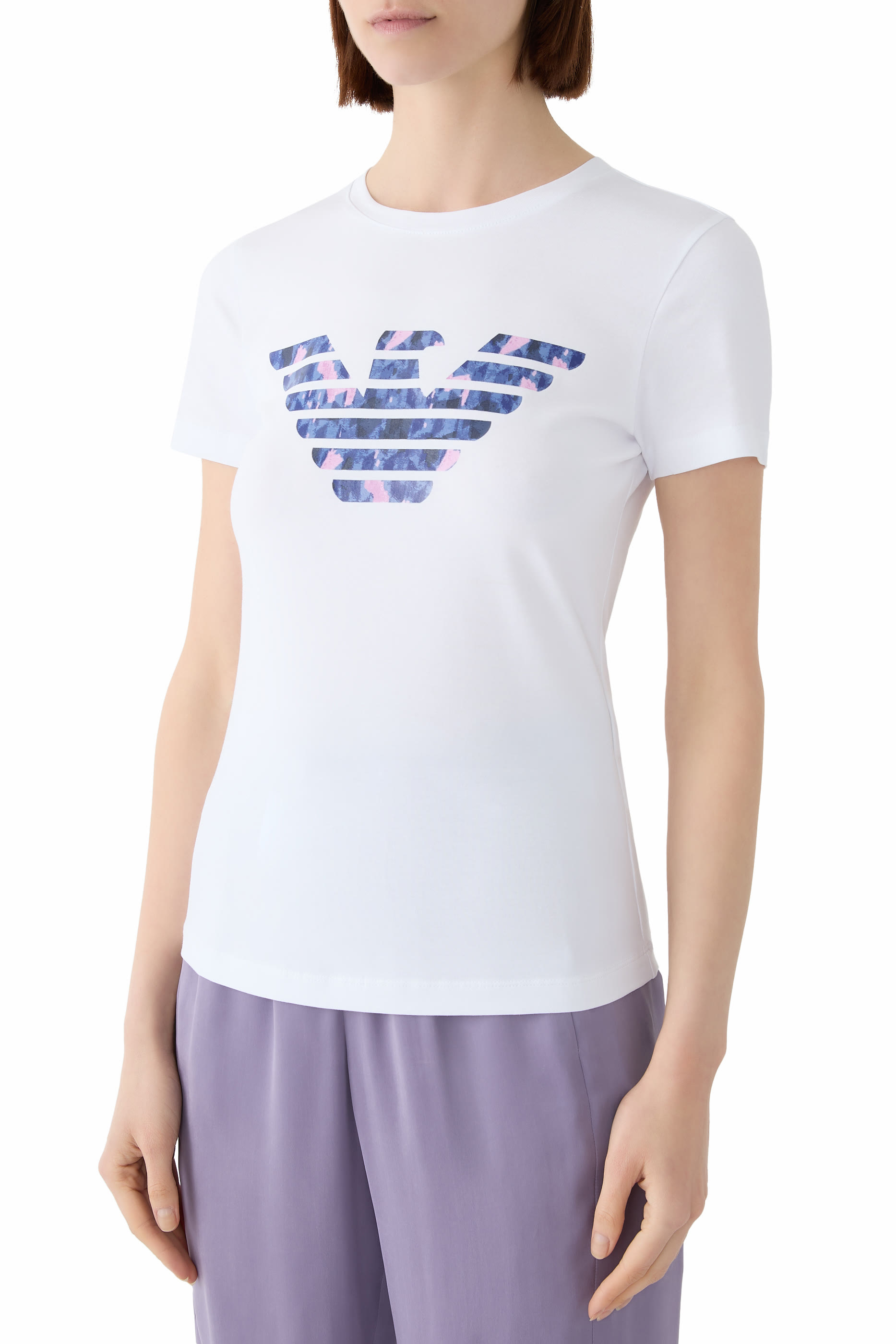 ASV Stretch-Jersey Slim-Fit T-Shirt with Oversized Eagle Pattern