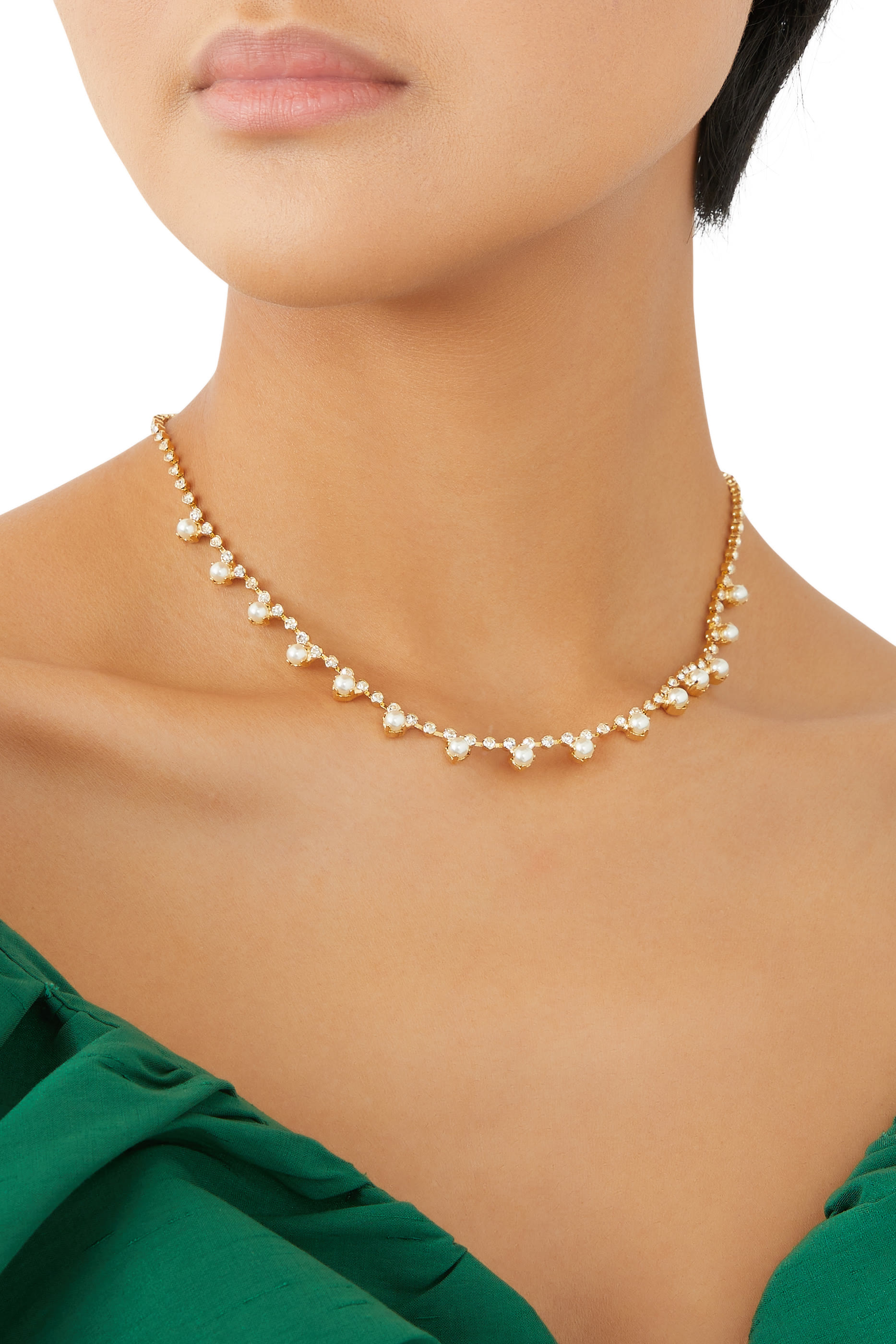 Lily Necklace, 18k Gold-Plated Metal & Swarovski Crystals