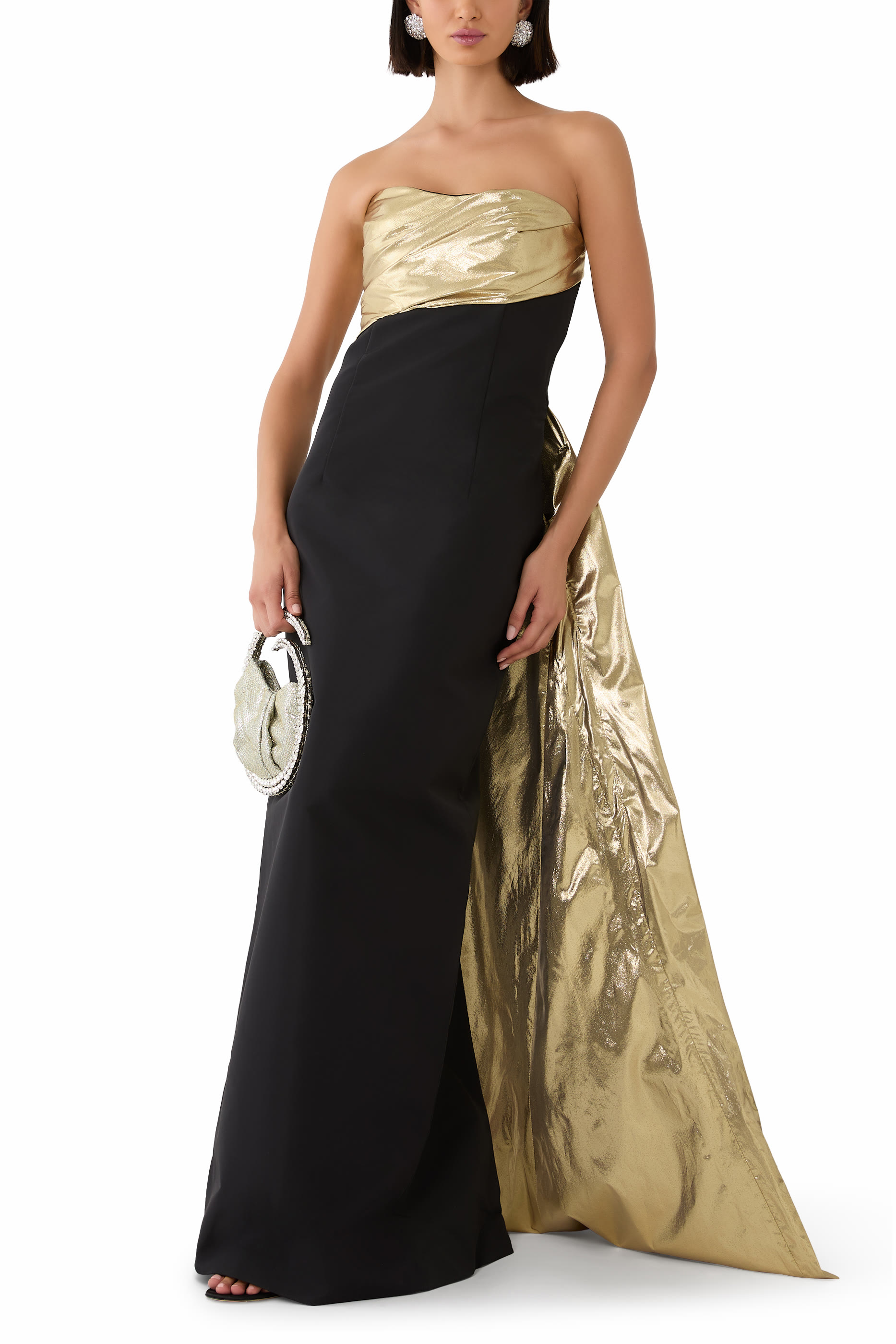 Strapless Lam&eacute; Gown