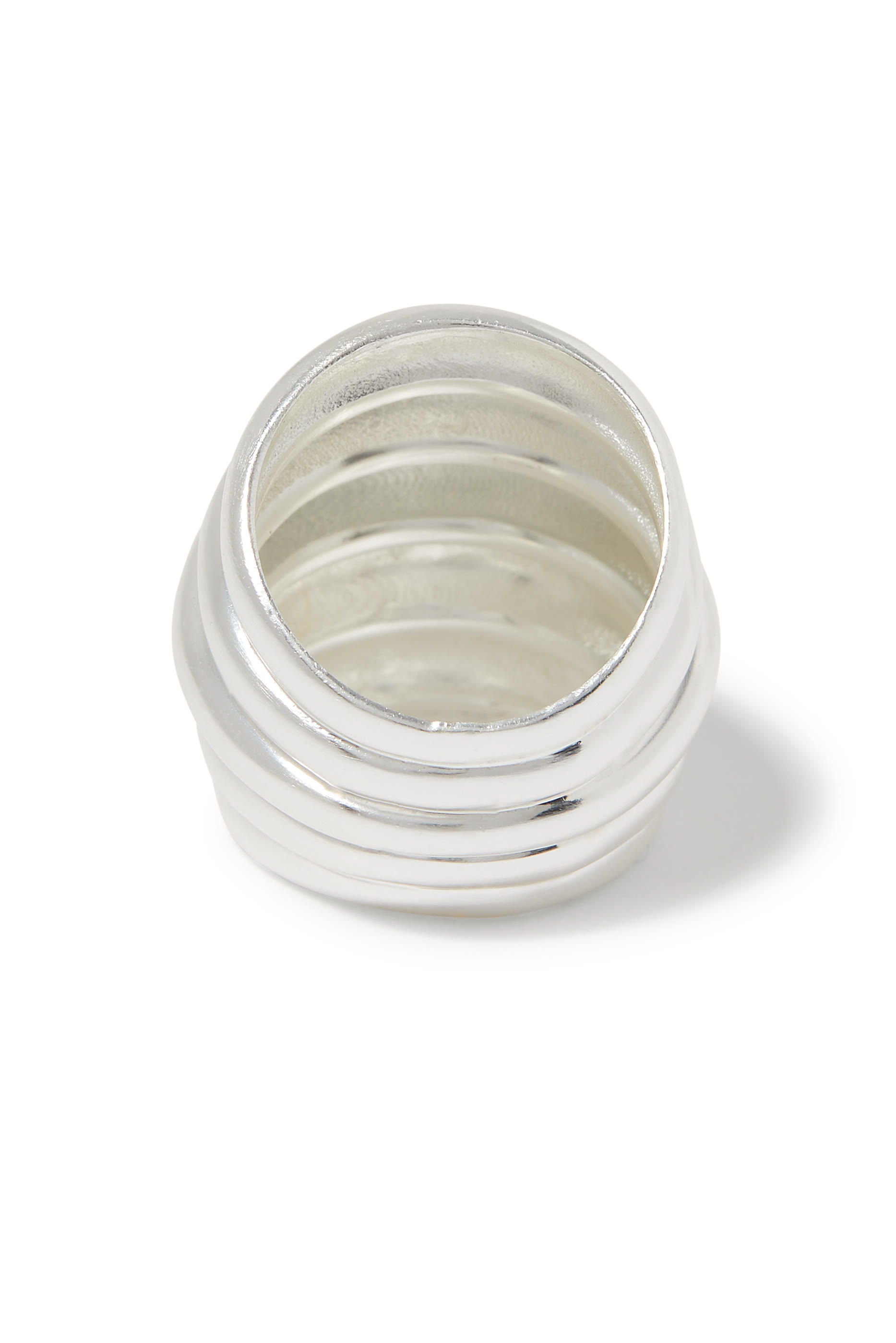 Ribbed Ring, Silver Plated Brass