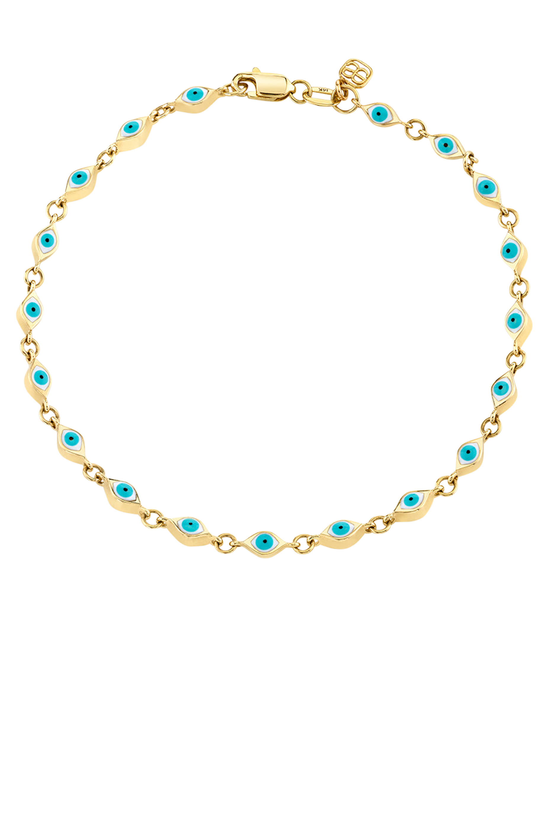 Mini Evil Eye Bracelet, 14k Yellow Gold