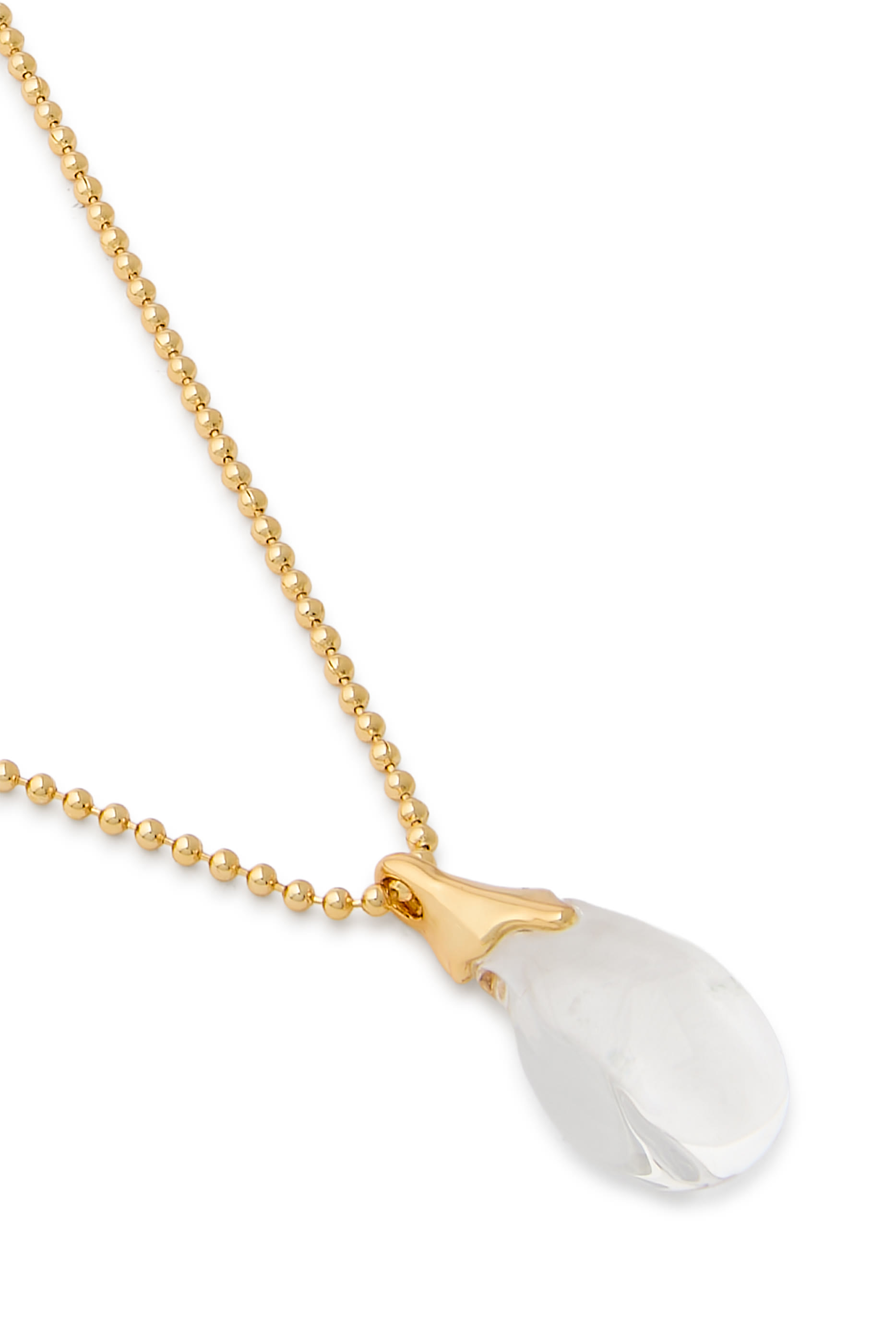 Liquid Lucite Teardrop Pendant Necklace, 14K Yellow Gold & Lucite