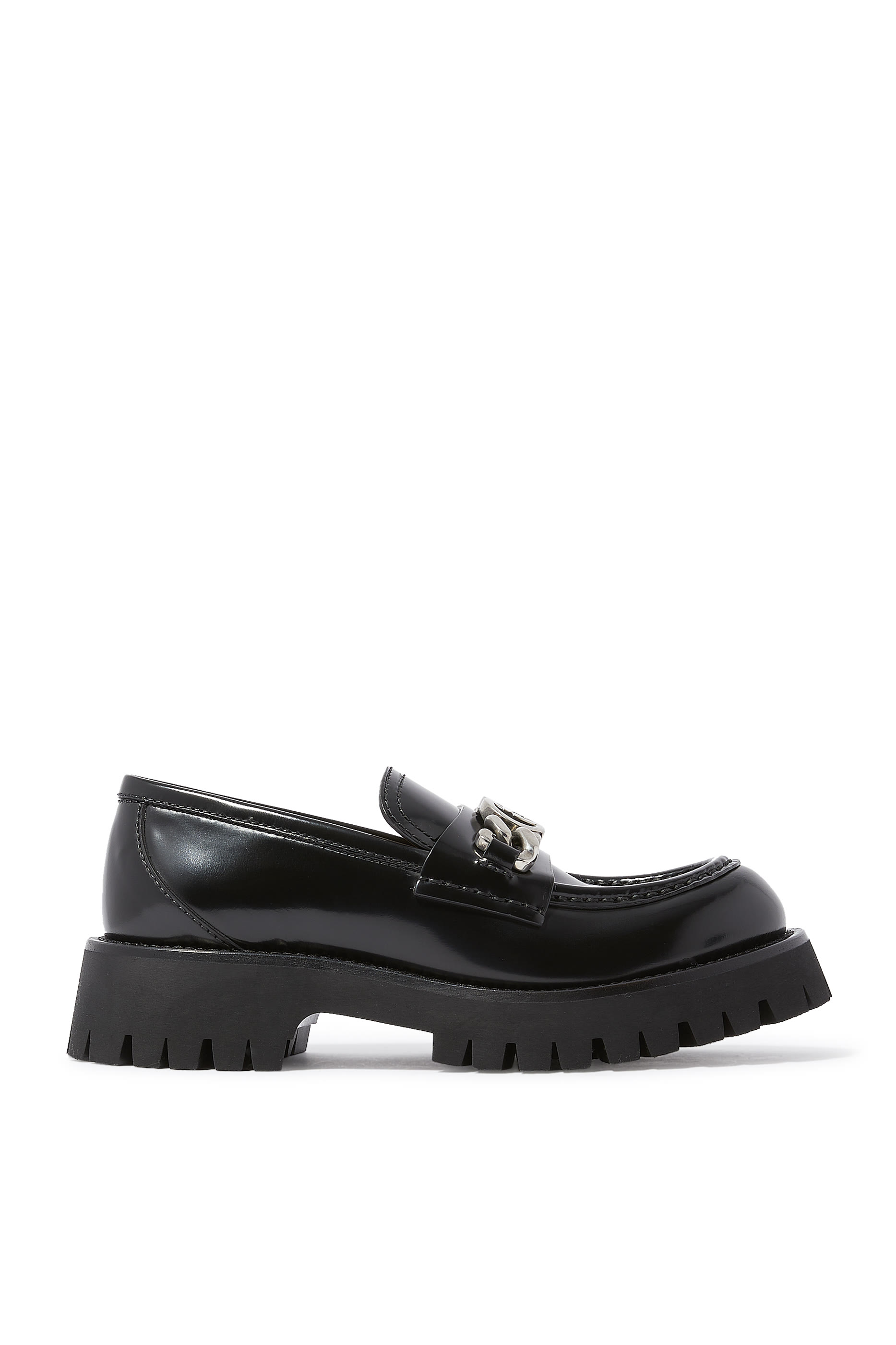 Lug Sole Leather Loafers