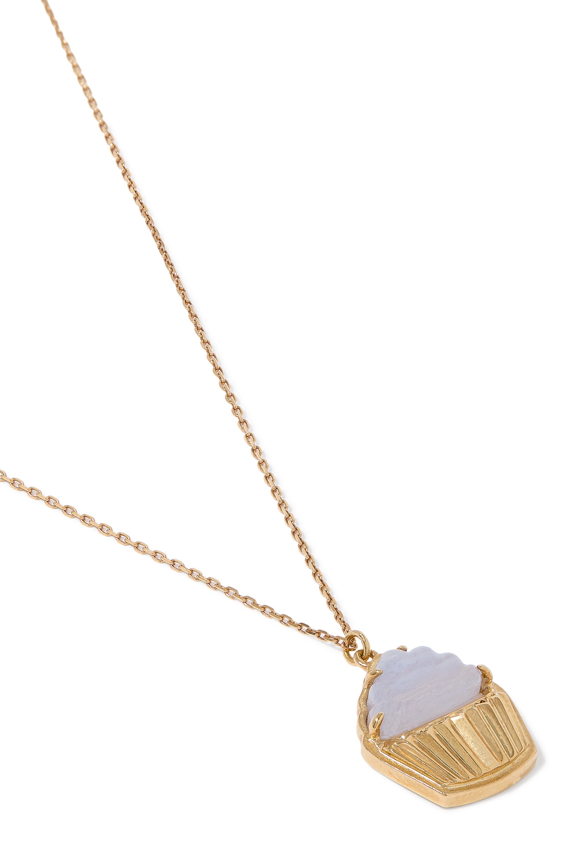 Cupcake Pendant, 18k Yellow Gold & Blue Agate