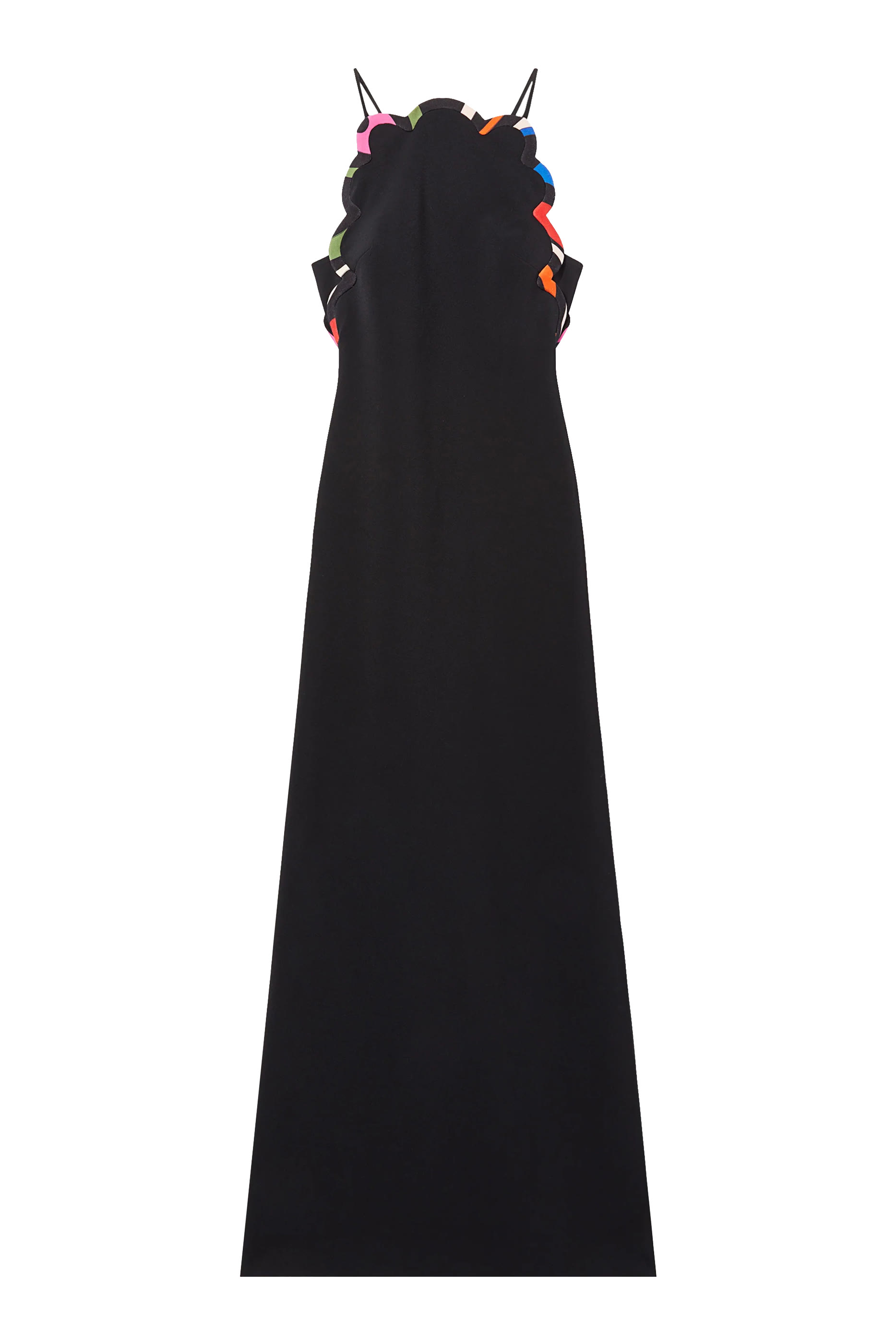 Scalloped Crepe Maxi Gown