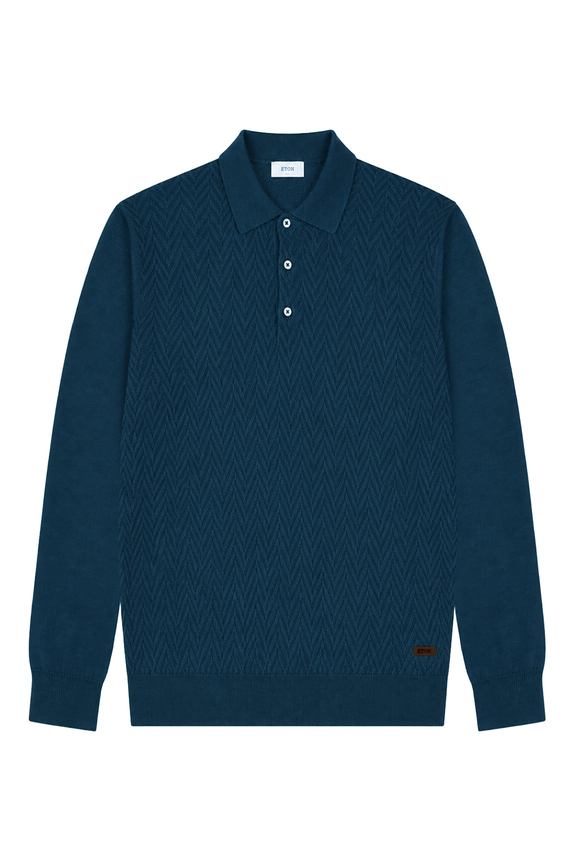 Chevron Structure Knit Polo Shirt
