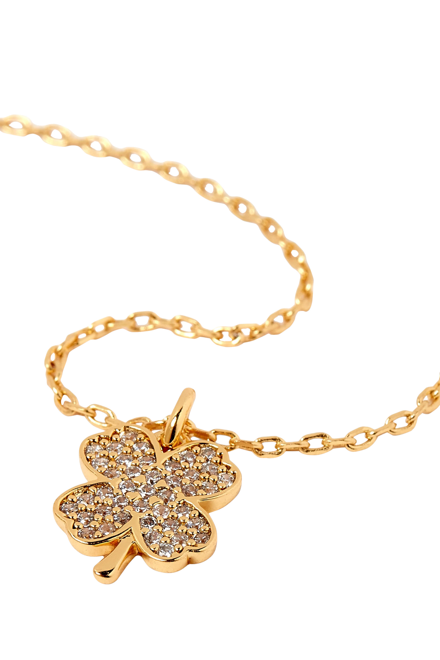 Lucky Charm Pav&eacute; Clover Pendant, Plated Metal & Cubic Zirconia