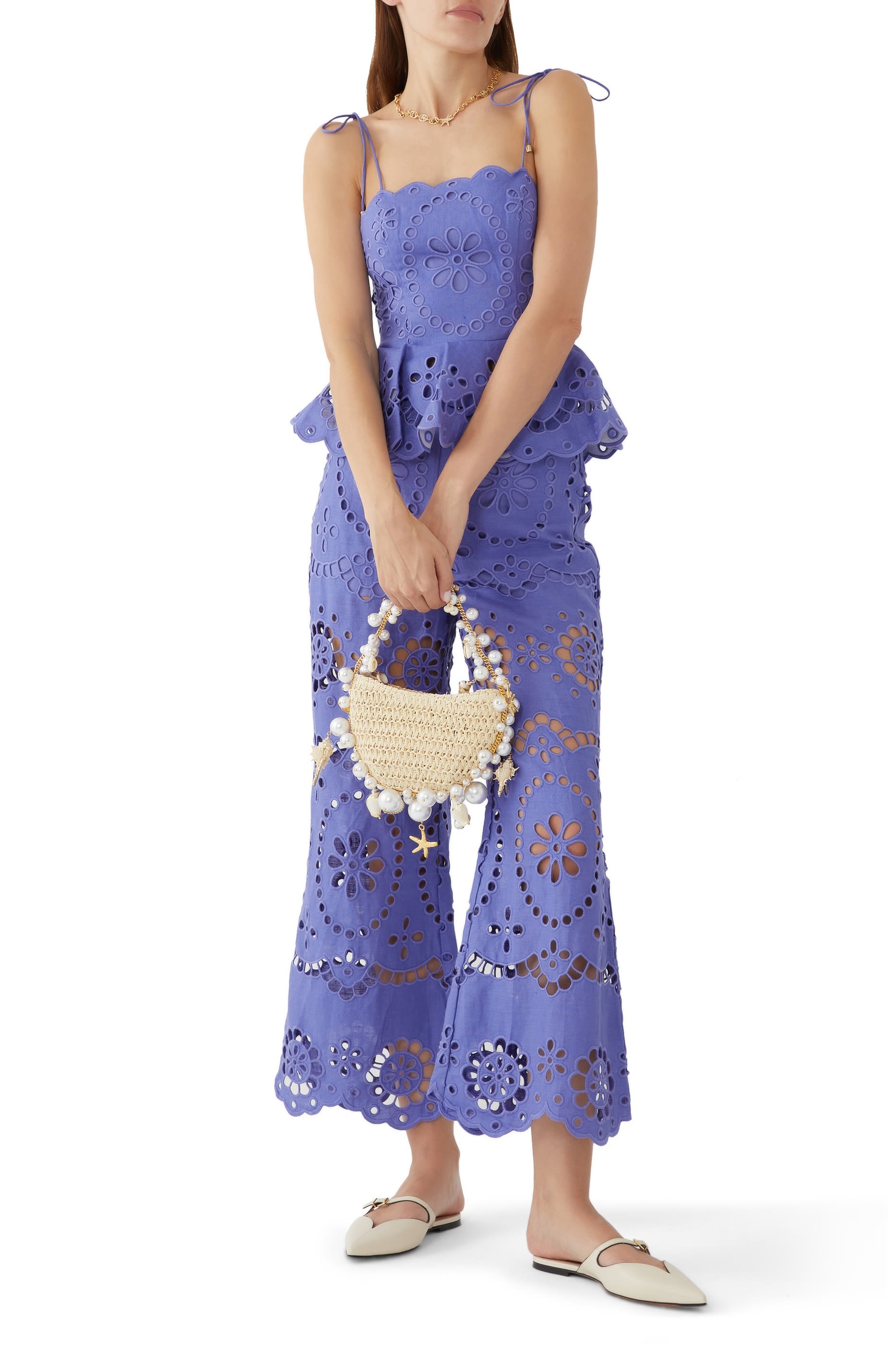 Pop Embroidered Scallop Top