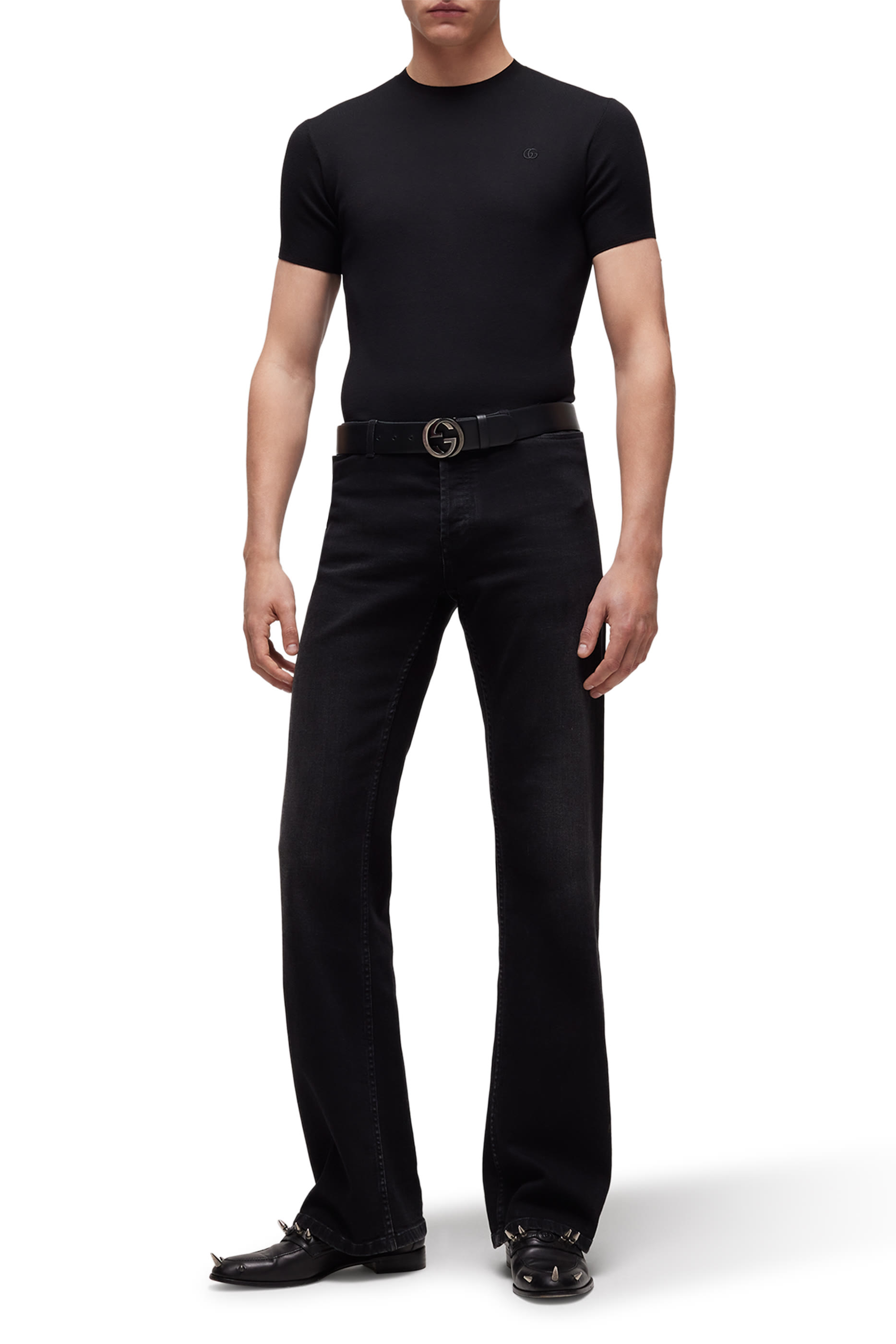 Knit Silk Cotton T-Shirt with Embroidery