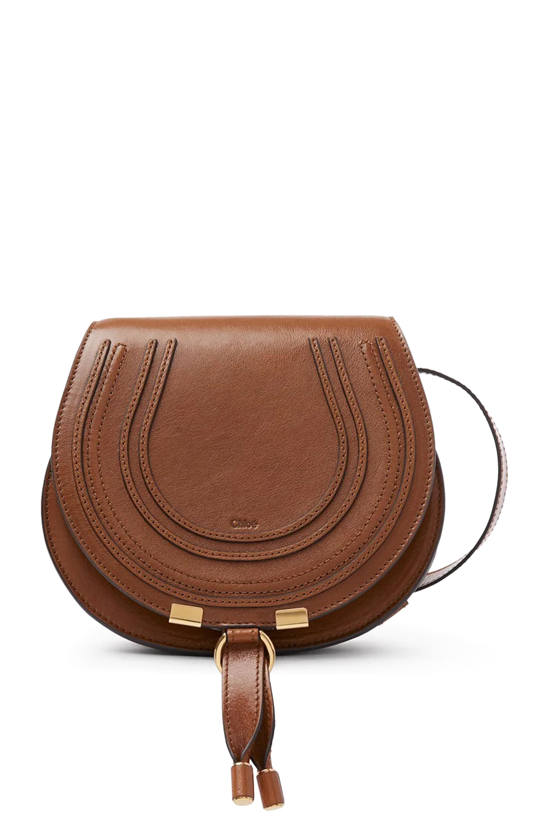 Shiny Leather Small Marcie Saddle Bag