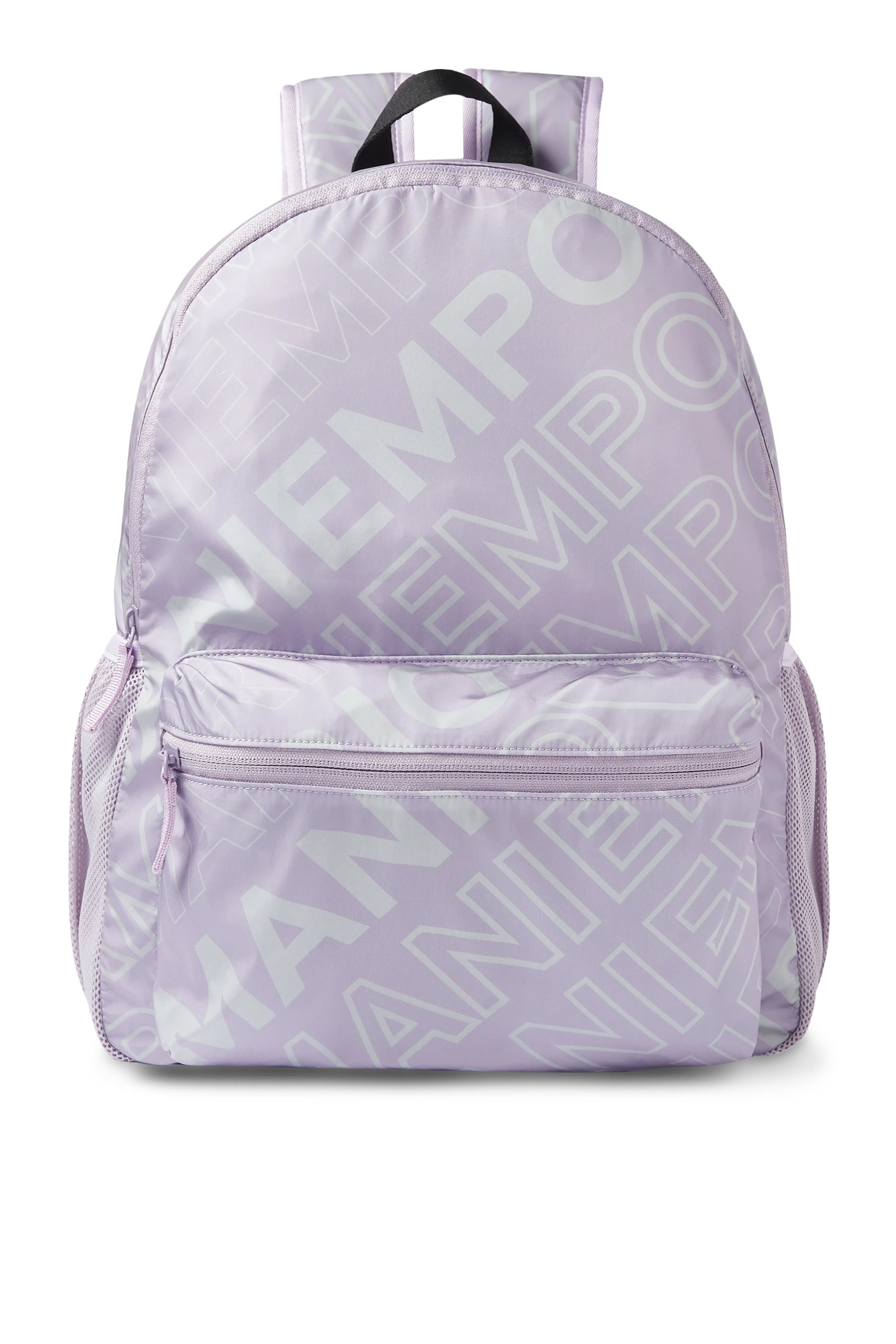 Kids Nylon Backpack with All-Over Logo Lettering Print