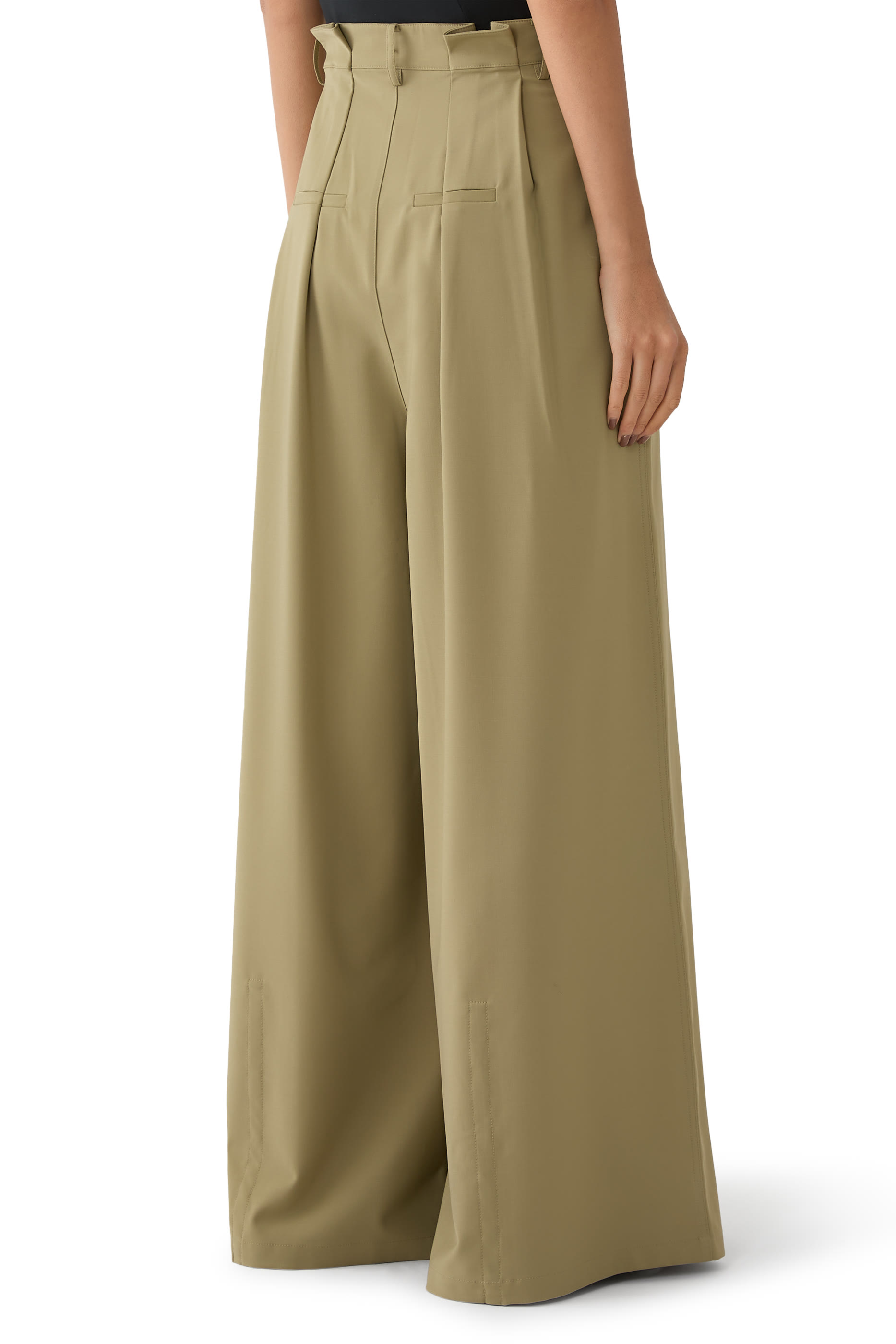 Tropical Wool Walker Wide-Leg Pants