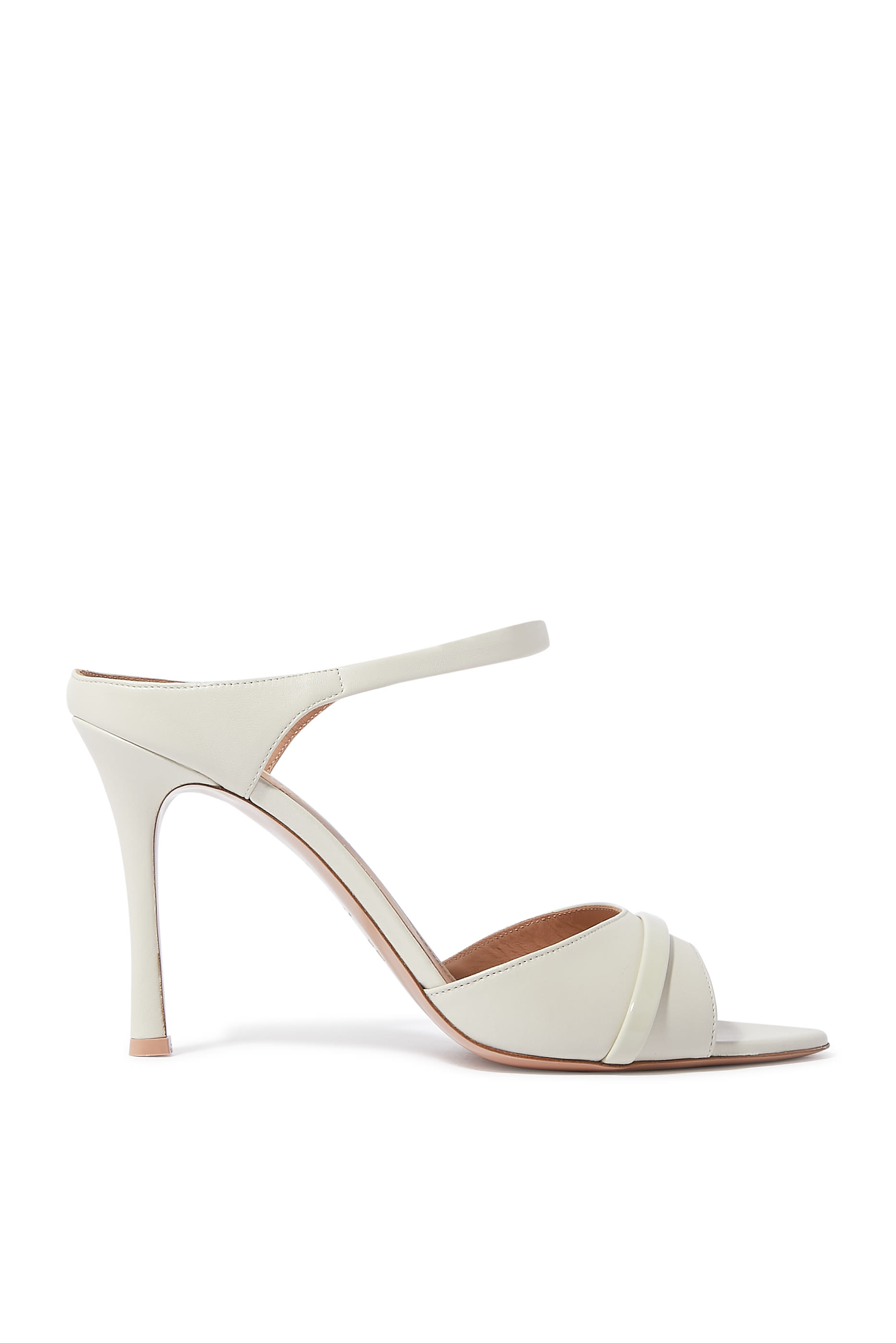 Una 90 Peep Toe Leather Mules