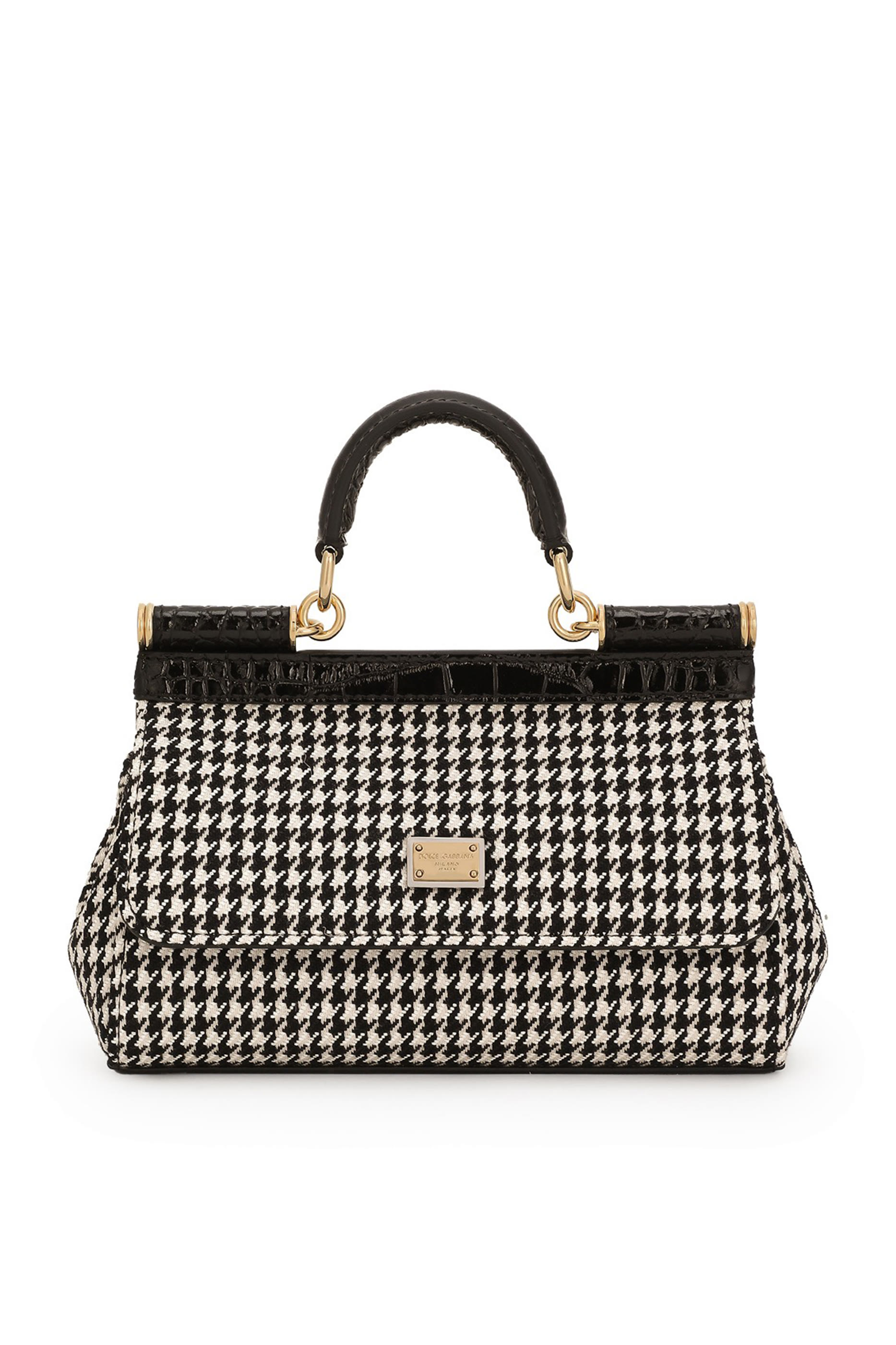 Small Sicily Houndstooth Fabric Handbag
