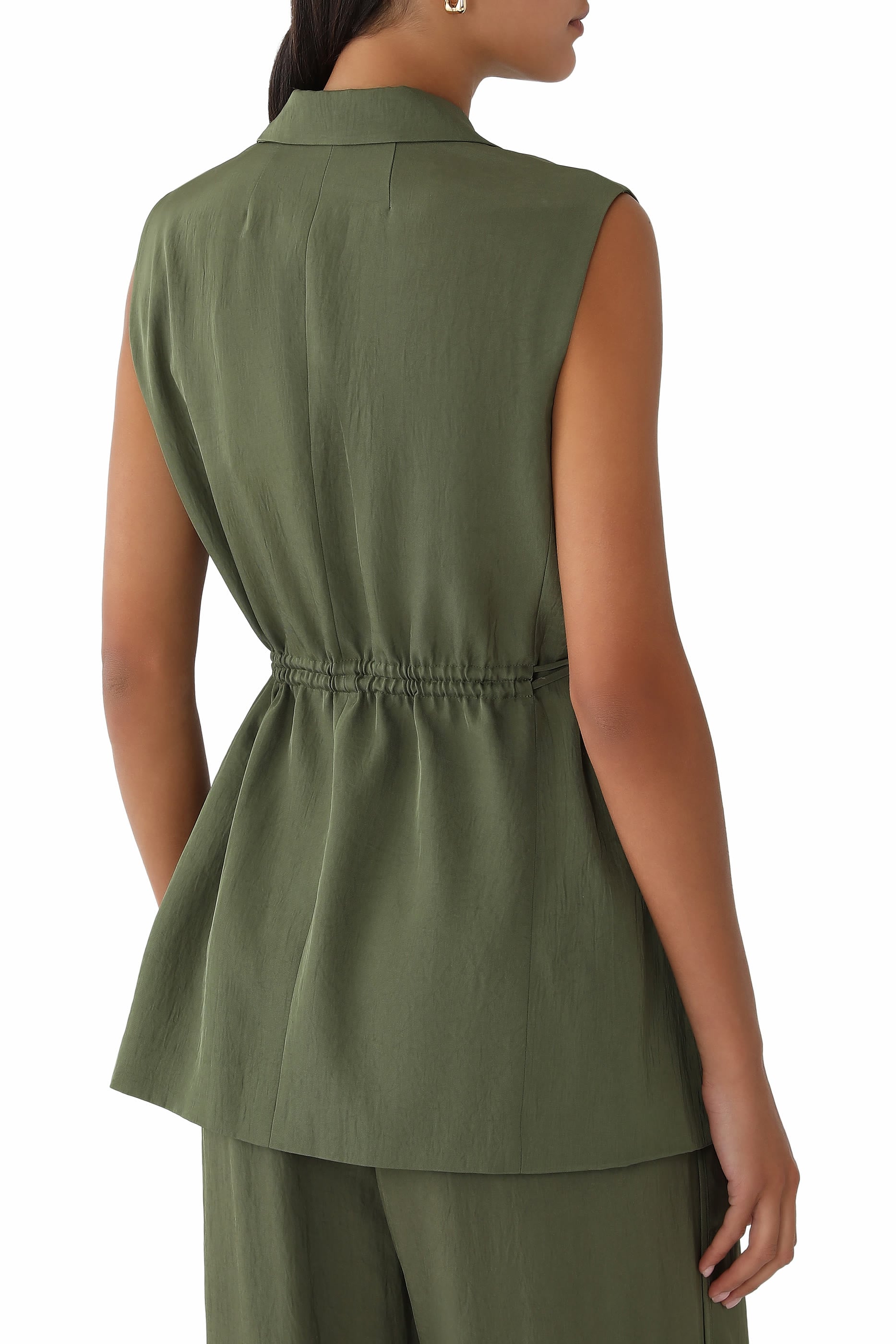 Vented Vest in Washed Twill 